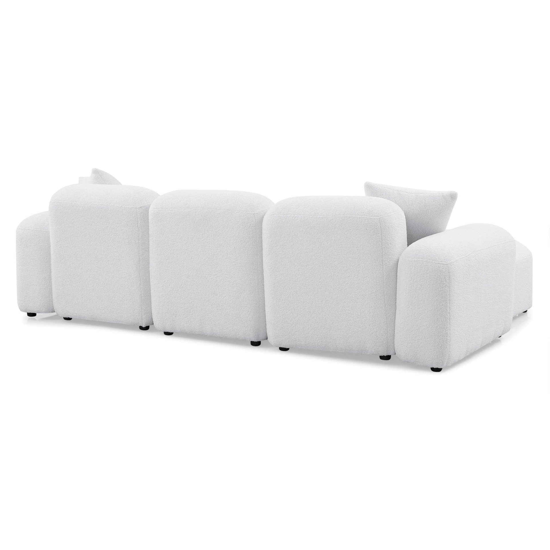 Sofa & Chair sets | L-Shape Modular Sectional Sofa, DIY Combination,Teddy Fabric,White | casafoyer.myshopify.com