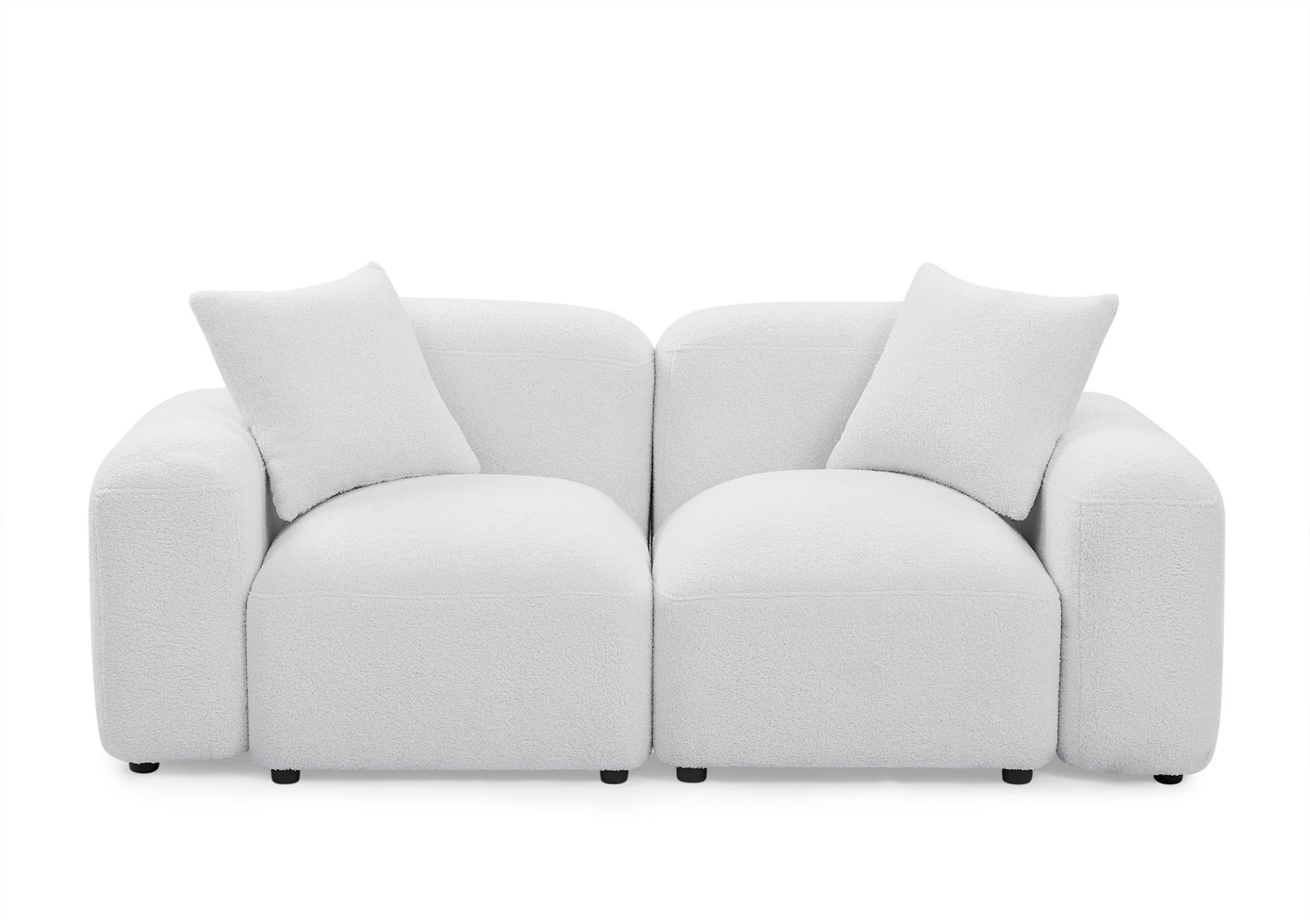 Sofa & Chair sets | L-Shape Modular Sectional Sofa, DIY Combination,Teddy Fabric,White | casafoyer.myshopify.com