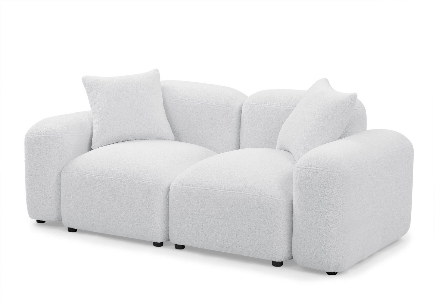 Sofa & Chair sets | L-Shape Modular Sectional Sofa, DIY Combination,Teddy Fabric,White | casafoyer.myshopify.com