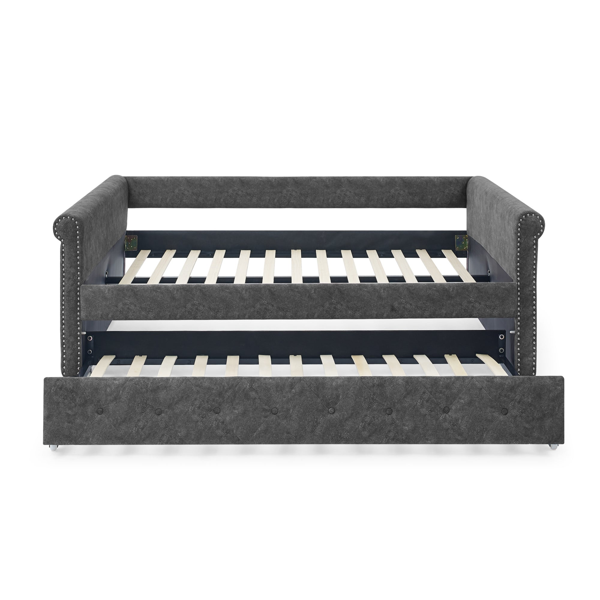 Patio Furntiure Sets | Daybed with Trundle Upholstered Tufted Sofa Bed, Grey (85.5"x57"x30.5") | casafoyer.myshopify.com