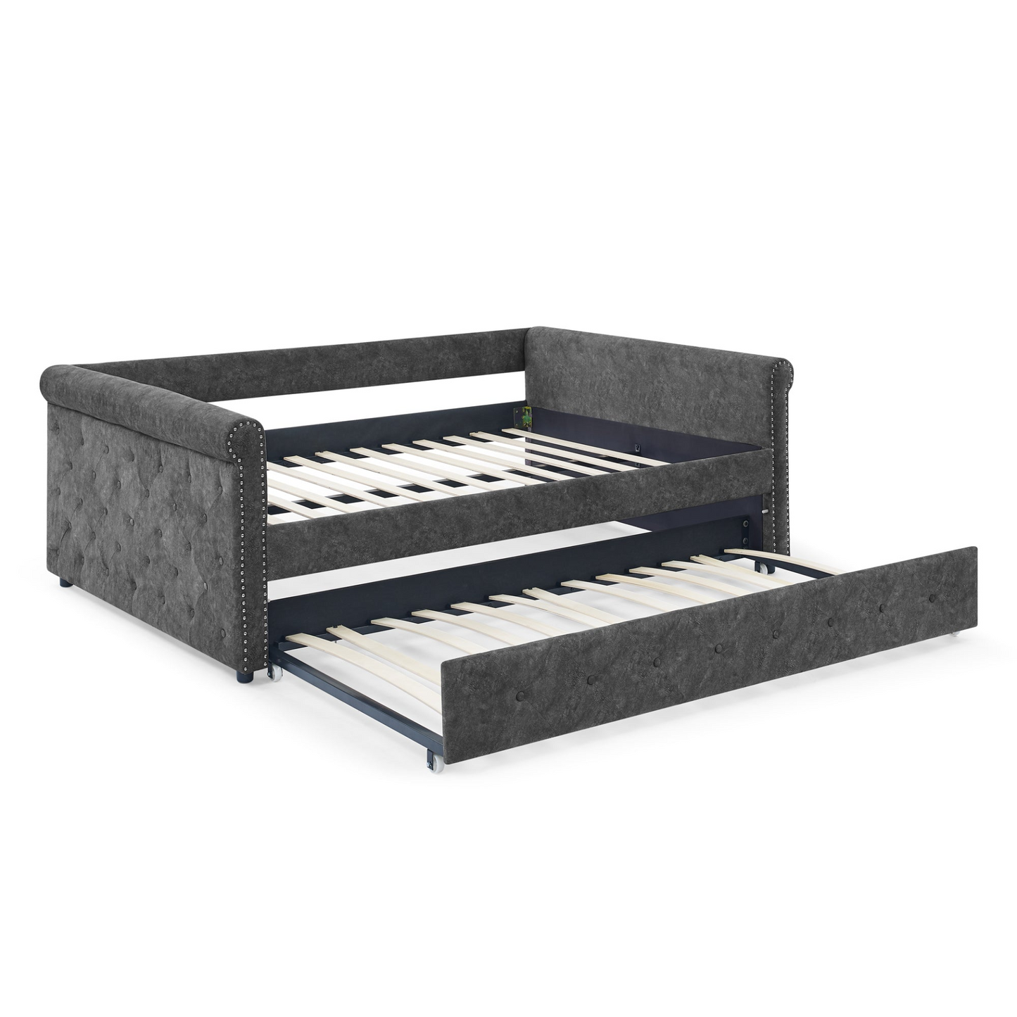 Patio Furntiure Sets | Daybed with Trundle Upholstered Tufted Sofa Bed, Grey (85.5"x57"x30.5") | casafoyer.myshopify.com