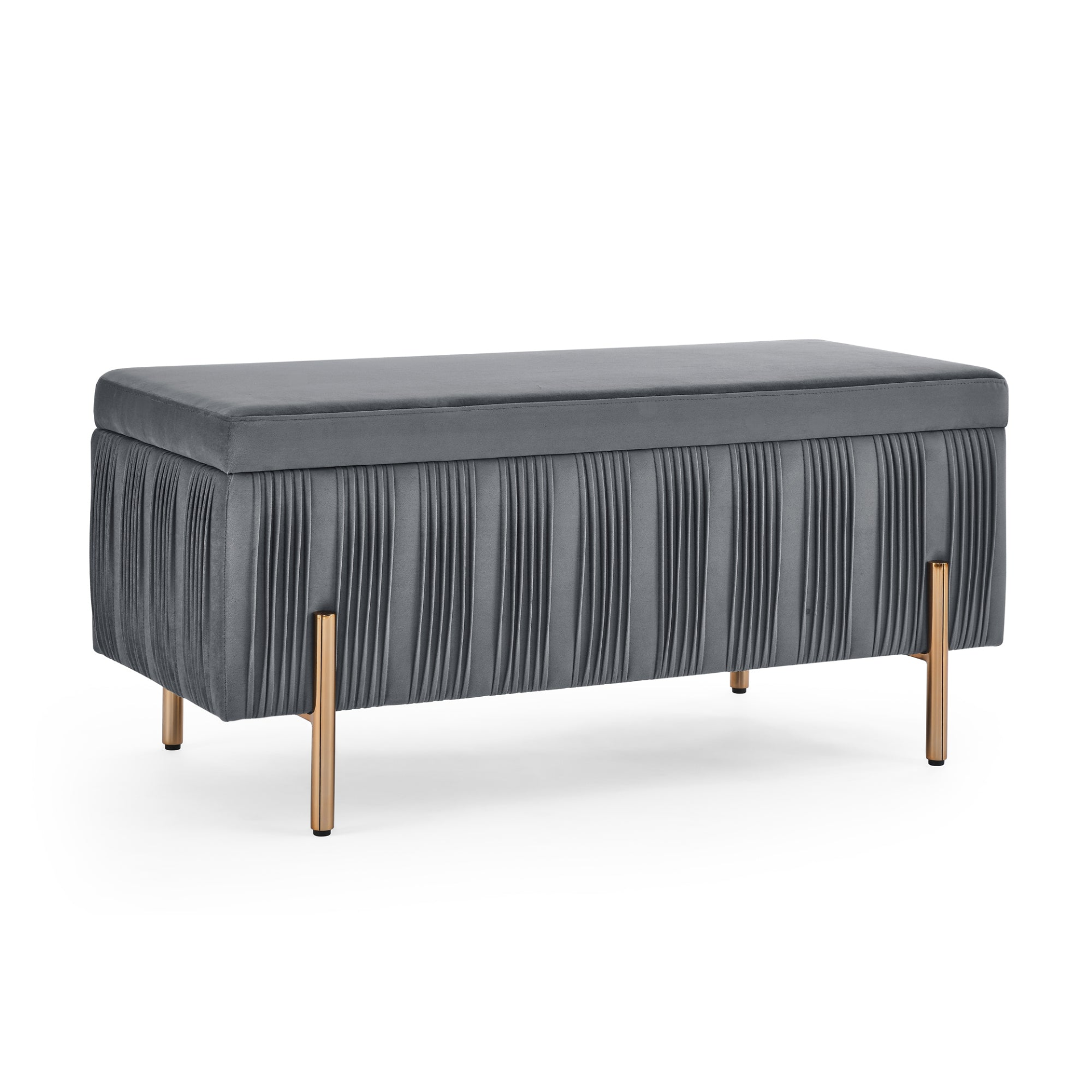 OTTOMAN | Elegant Upholstered Velvet Storage Bench with Cedar Wood Veneer, Large Storage Ottoman | casafoyer.myshopify.com