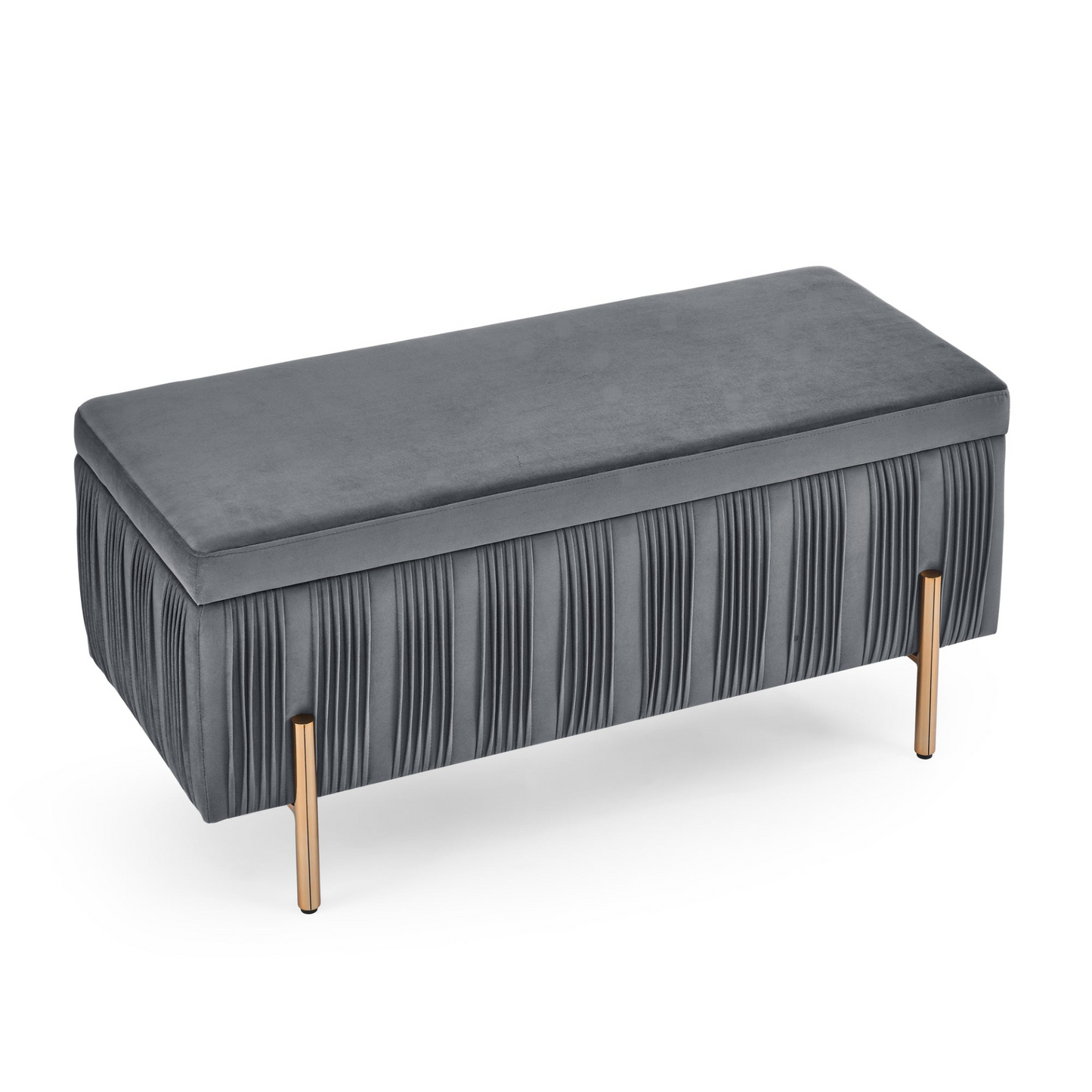 OTTOMAN | Elegant Upholstered Velvet Storage Bench with Cedar Wood Veneer, Large Storage Ottoman | casafoyer.myshopify.com