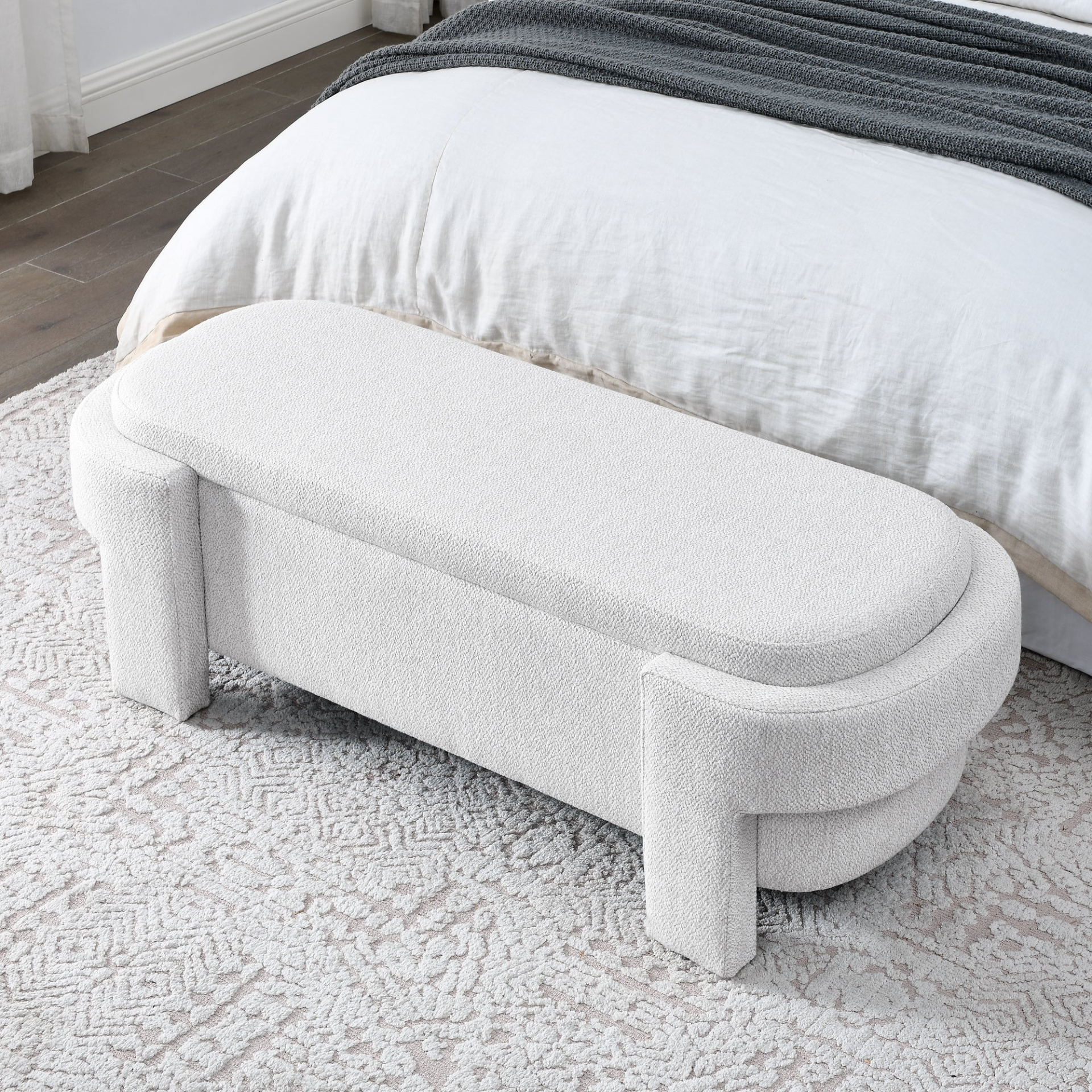 Sofa & Chair sets | Linen Fabric Upholstered Bench with Large Storage Space for the Living Room, Entryway and Bedroom,White,( 51.5''x20.5''x17'' ) | casafoyer.myshopify.com