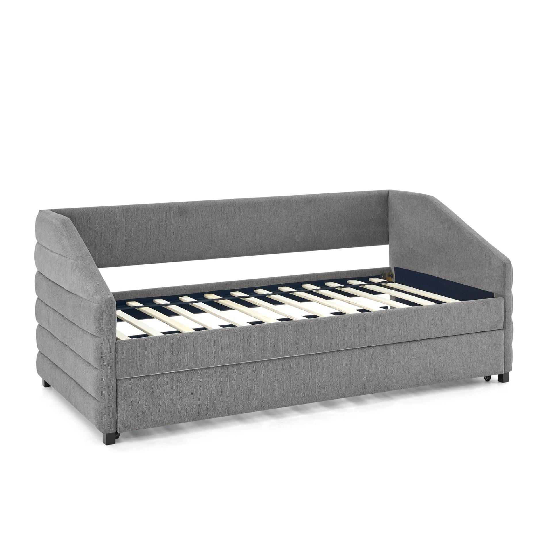 Patio Furntiure Sets | Twin Size Daybed with Trundle Upholstered Tufted Sofa Bed, Linen Fabric, Grey | casafoyer.myshopify.com