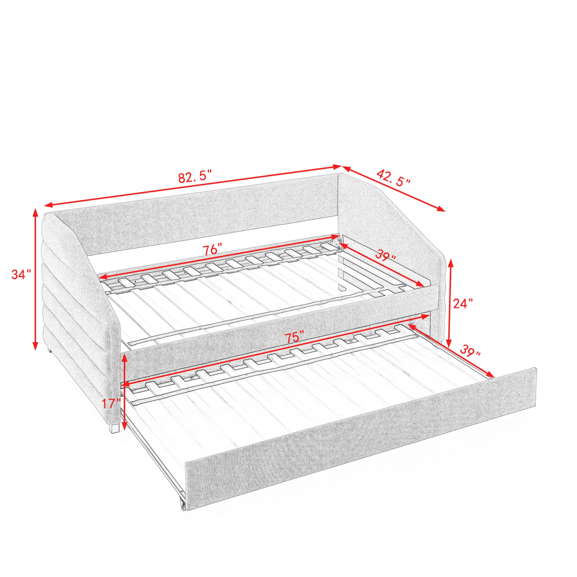 Patio Furntiure Sets | Twin Size Daybed with Trundle Upholstered Tufted Sofa Bed, Linen Fabric, Grey | casafoyer.myshopify.com