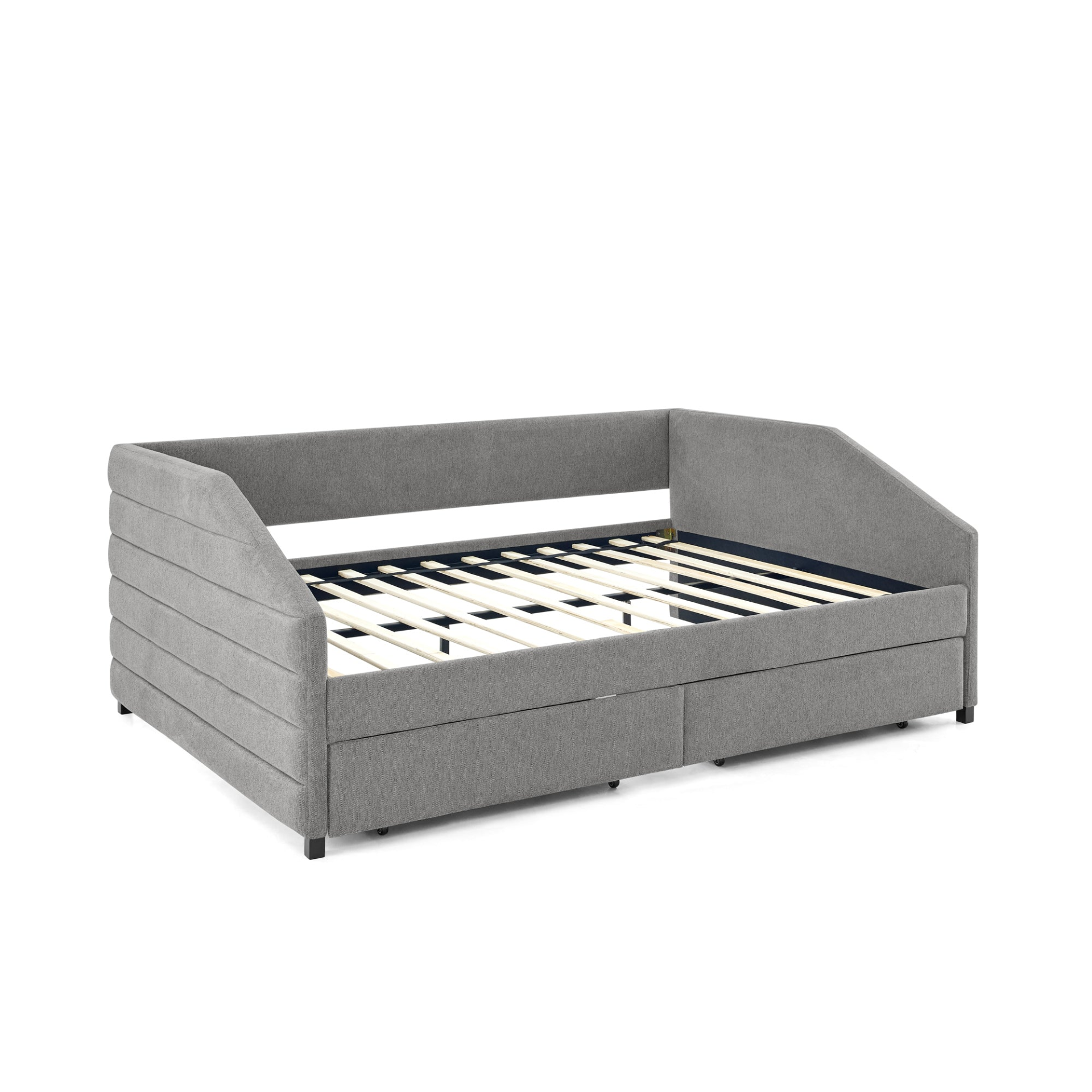 Patio Furntiure Sets | Queen Size Daybed with Two Drawers Trundle Upholstered Sofa Bed, Grey | casafoyer.myshopify.com