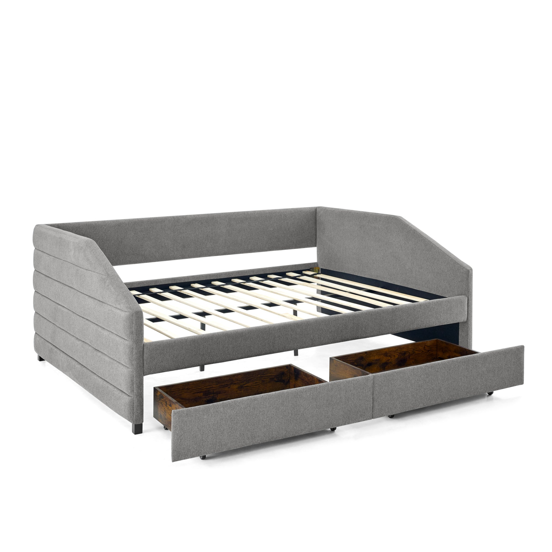 Patio Furntiure Sets | Queen Size Daybed with Two Drawers Trundle Upholstered Sofa Bed, Grey | casafoyer.myshopify.com