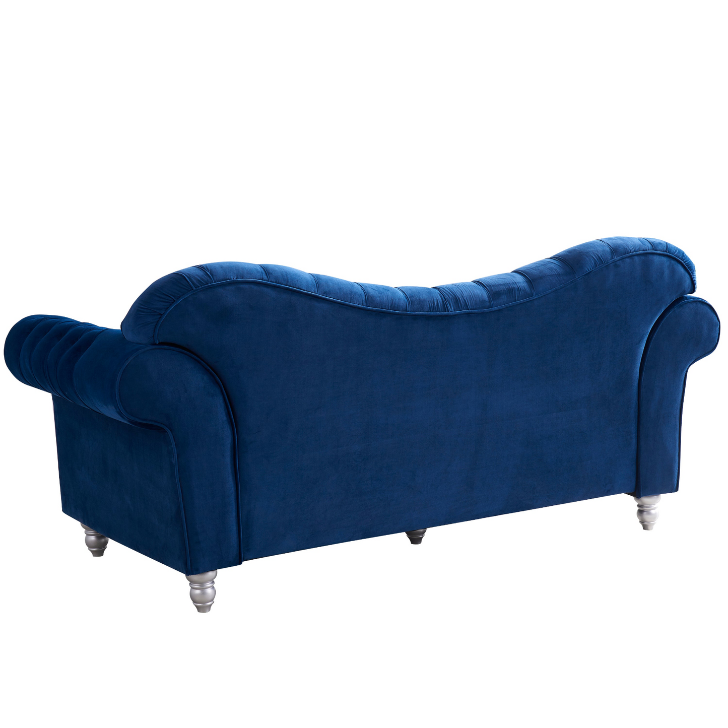 Sofa & Chair sets | 3 Piece Living Room Sofa Set, including 3-Seater Sofa, Loveseat and Sofa Chair, with Button and Copper Nail on Arms and Back, Five White Villose Pillow, Blue. | casafoyer.myshopify.com