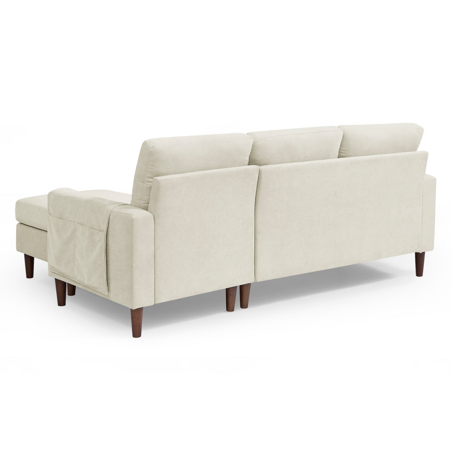 [product_type] | 80" Convertible Sectional Sofa Couch, 3 Seats L-shape Sofa with Removable Cushions and Pocket, Rubber Wood Legs, Beige Chenille | casafoyer.myshopify.com