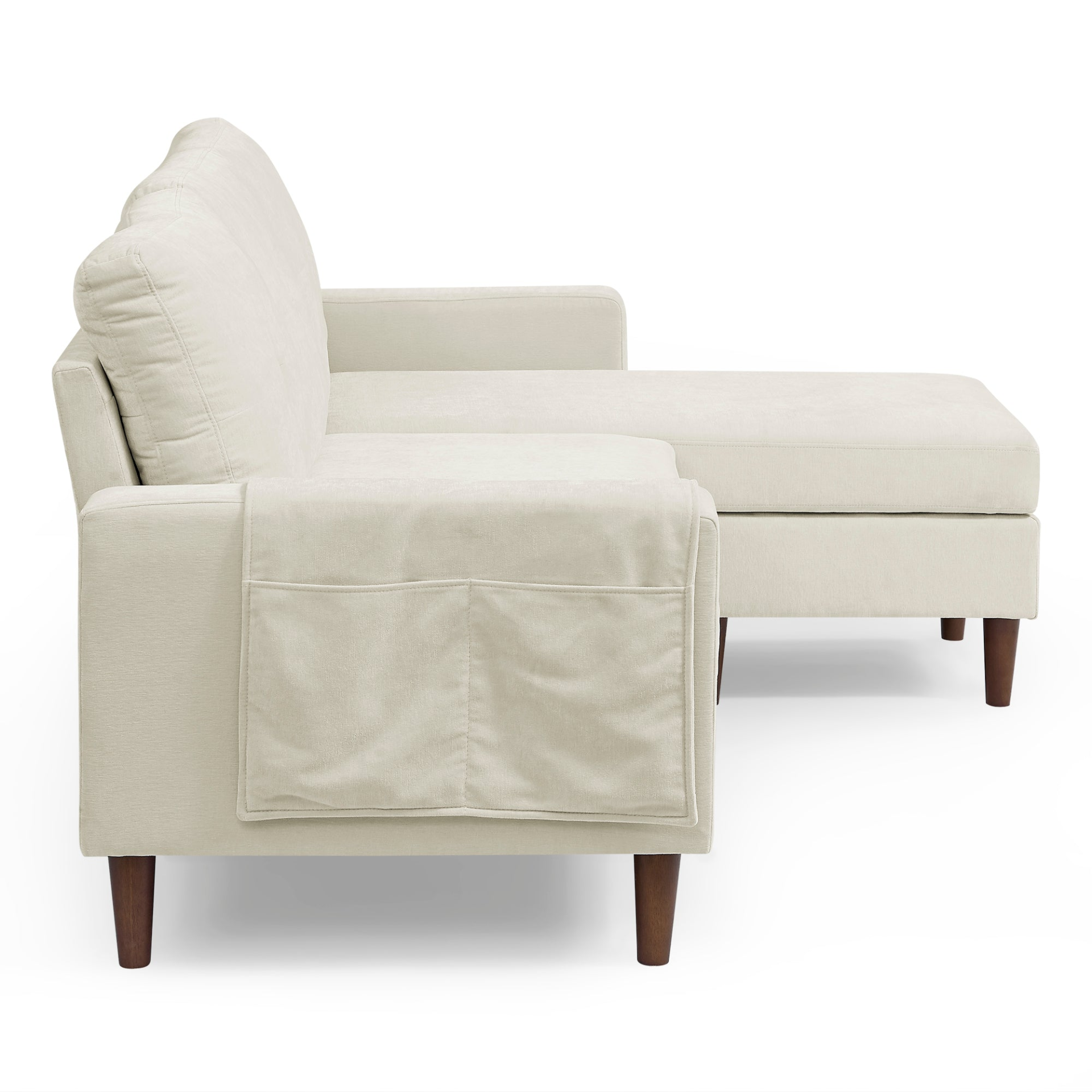 [product_type] | 80" Convertible Sectional Sofa Couch, 3 Seats L-shape Sofa with Removable Cushions and Pocket, Rubber Wood Legs, Beige Chenille | casafoyer.myshopify.com