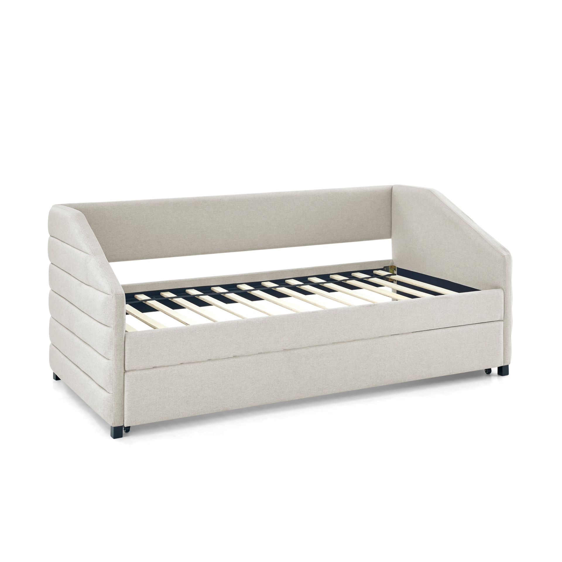 Patio Furntiure Sets | Twin Size Daybed with Trundle Upholstered Tufted Sofa Bed, Linen Fabric, Beige  (82.5inchx42.5inchx34inch) | casafoyer.myshopify.com