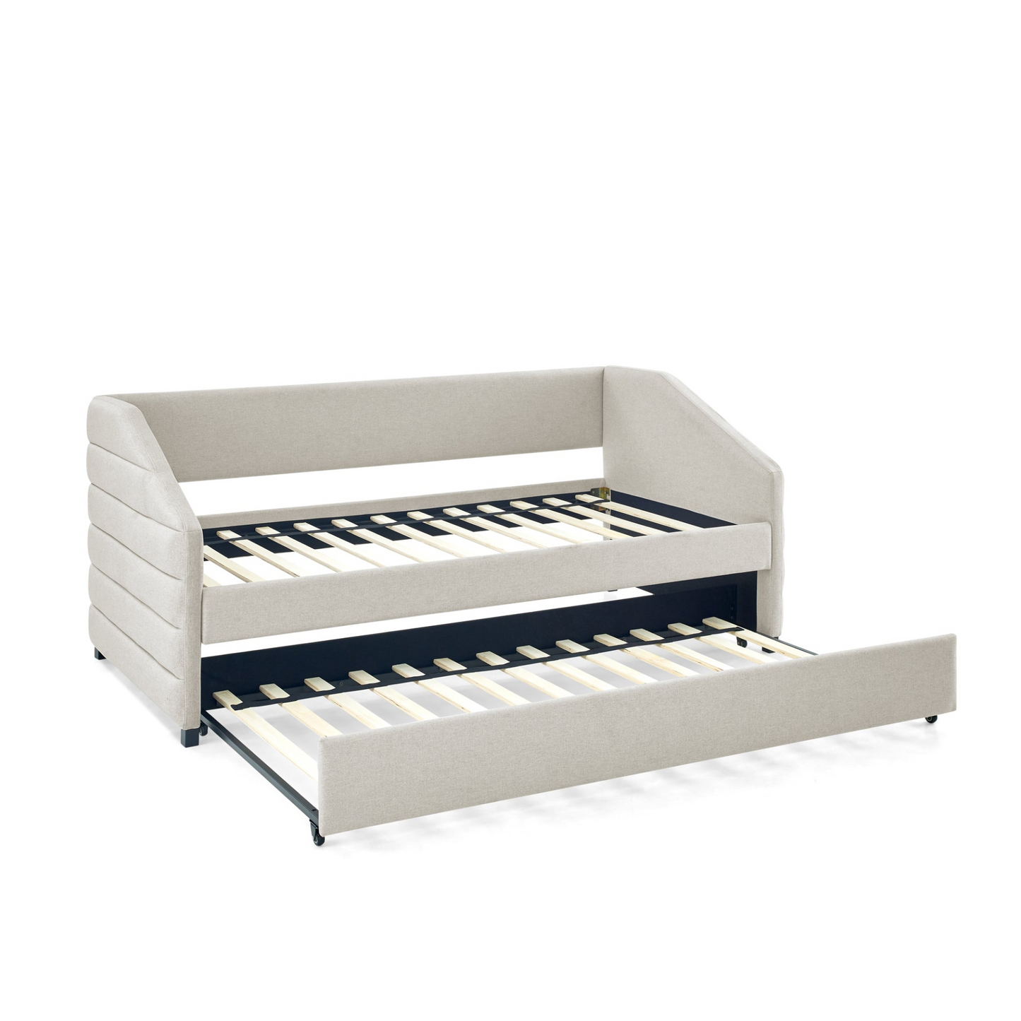 Patio Furntiure Sets | Twin Size Daybed with Trundle Upholstered Tufted Sofa Bed, Linen Fabric, Beige  (82.5inchx42.5inchx34inch) | casafoyer.myshopify.com