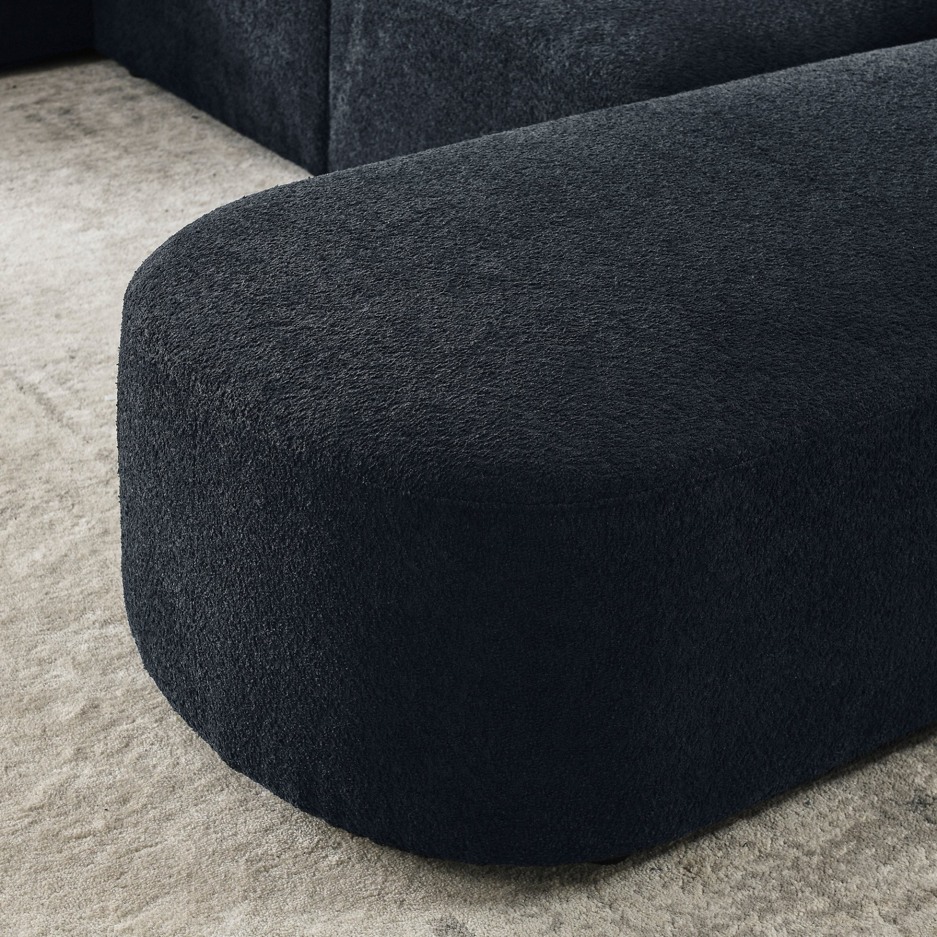 Sofa & Chair sets | L Shape Sectional Sofa with Right Side Chaise and Ottoman, Modular Sofa, DIY Combination, Loop Yarn Fabric, Black | casafoyer.myshopify.com