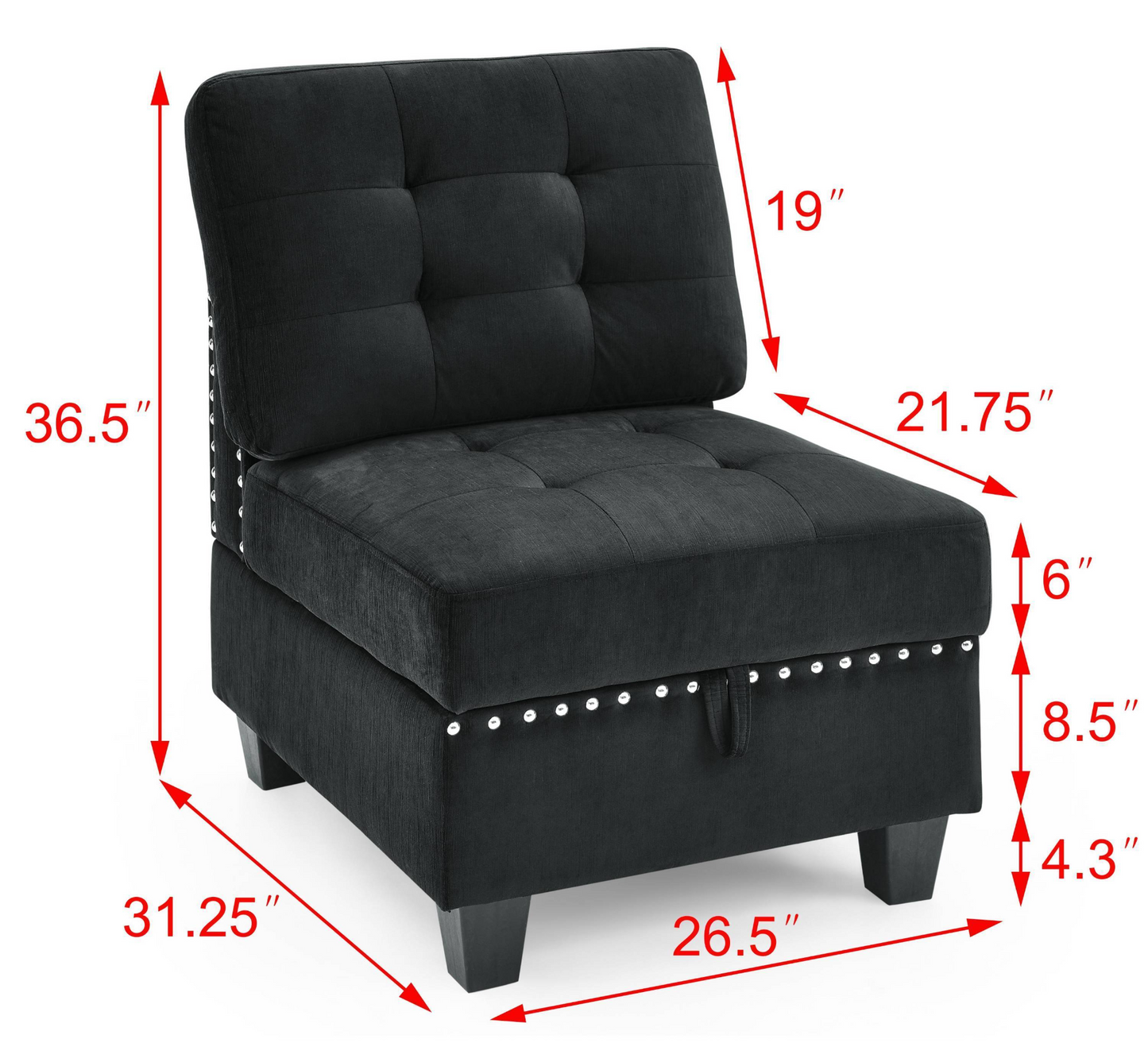 Sofa & Chair sets | U shape Modular Sectional Sofa,DIY Combination,includes Two Single Chair ,Two Corner and Two Ottoman,Black Velvet. | casafoyer.myshopify.com