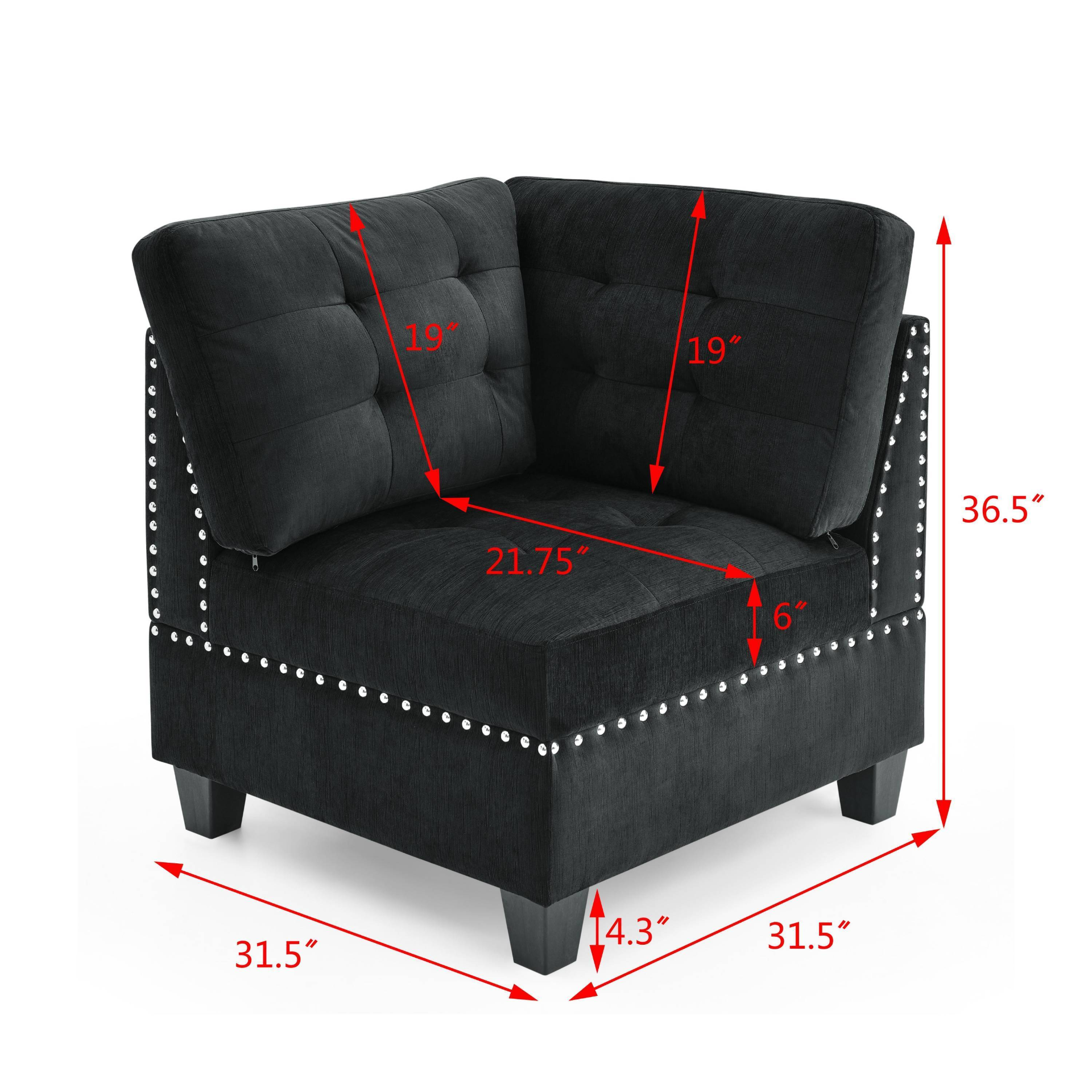 Sofa & Chair sets | U shape Modular Sectional Sofa,DIY Combination,includes Two Single Chair ,Two Corner and Two Ottoman,Black Velvet. | casafoyer.myshopify.com