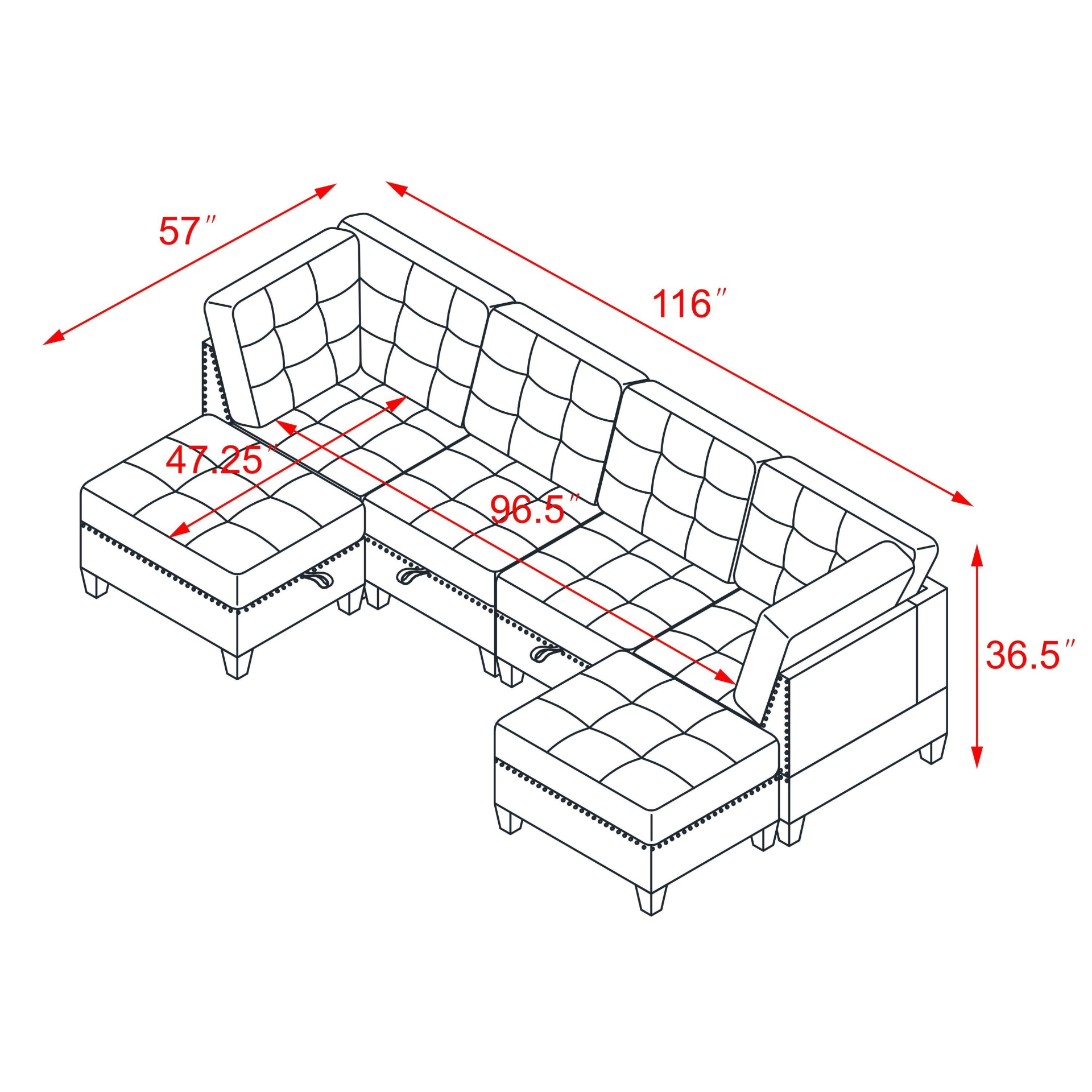 Sofa & Chair sets | U shape Modular Sectional Sofa,DIY Combination,includes Two Single Chair ,Two Corner and Two Ottoman,Black Velvet. | casafoyer.myshopify.com