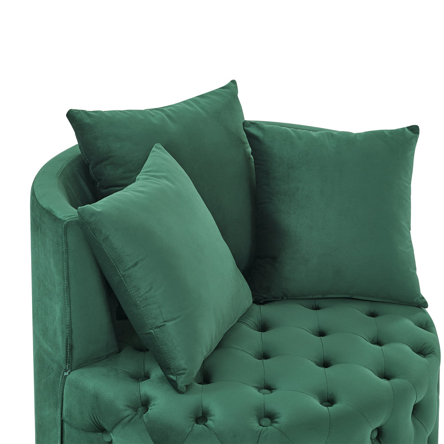 Sofa & Chair sets | Velvet Upholstered Swivel Chair for Living Room, with Button Tufted Design and Movable Wheels, Including 3 Pillows, Green | casafoyer.myshopify.com