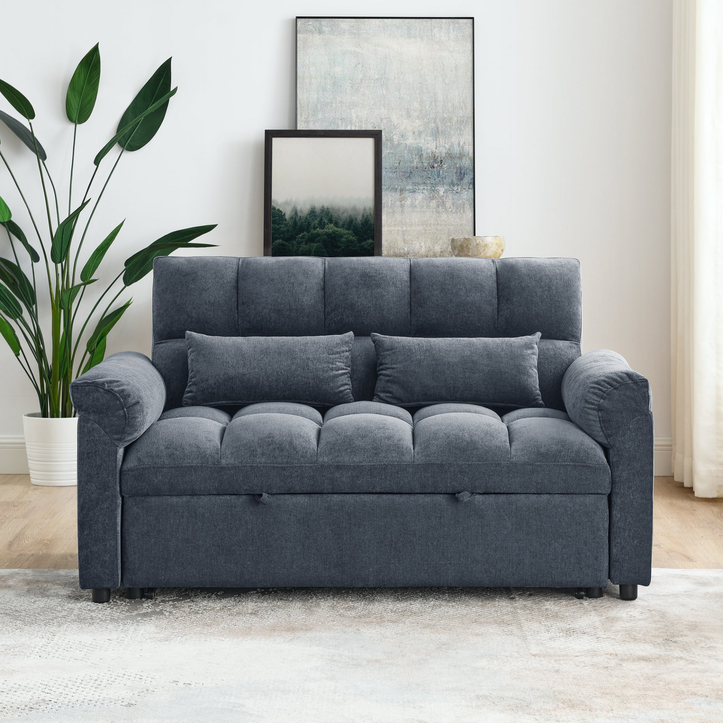 Sofa & Chair sets | Loveseats Sofa Bed with Pull-out Bed,Adjsutable Back,Blue+ Grey | casafoyer.myshopify.com