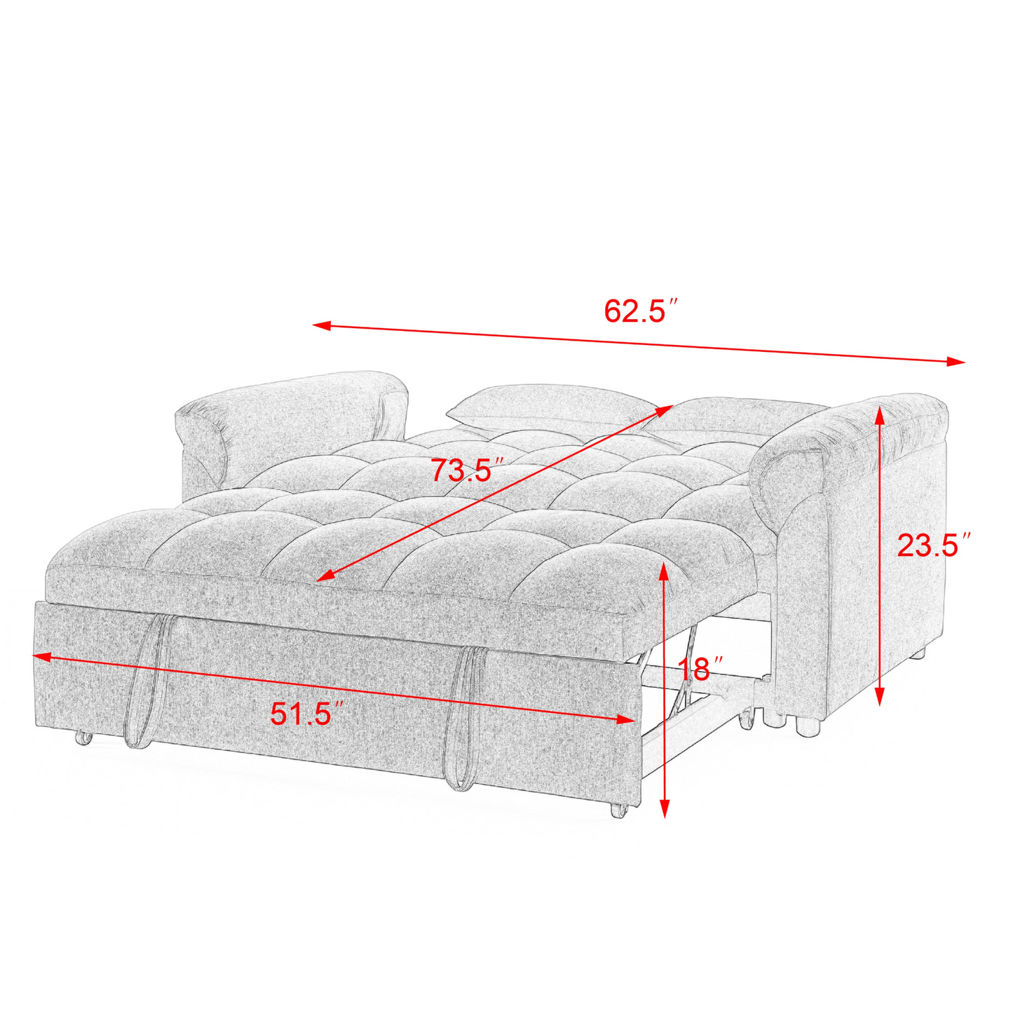 Sofa & Chair sets | Loveseats Sofa Bed with Pull-out Bed,Adjsutable Back,Blue+ Grey | casafoyer.myshopify.com