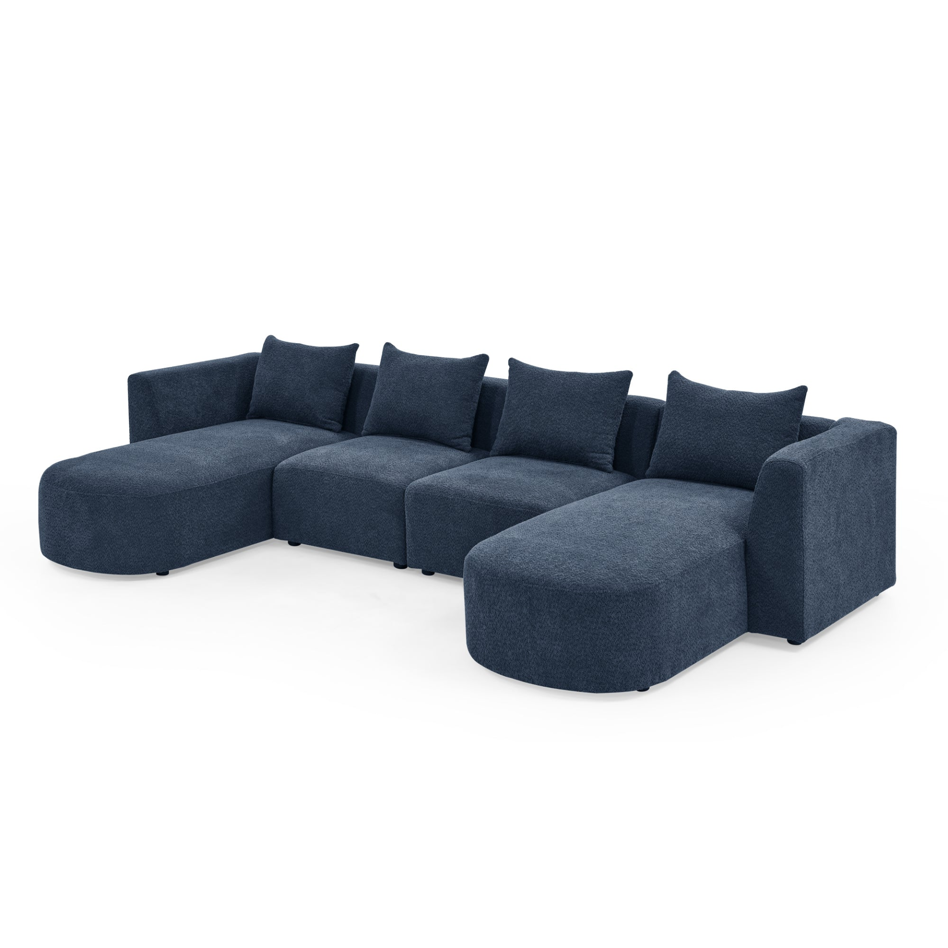 Sofa & Chair sets | U Shape Sectional Sofa including Two Single Seats and Two Chaises, Modular Sofa, DIY Combination, Loop Yarn Fabric, Navy | casafoyer.myshopify.com