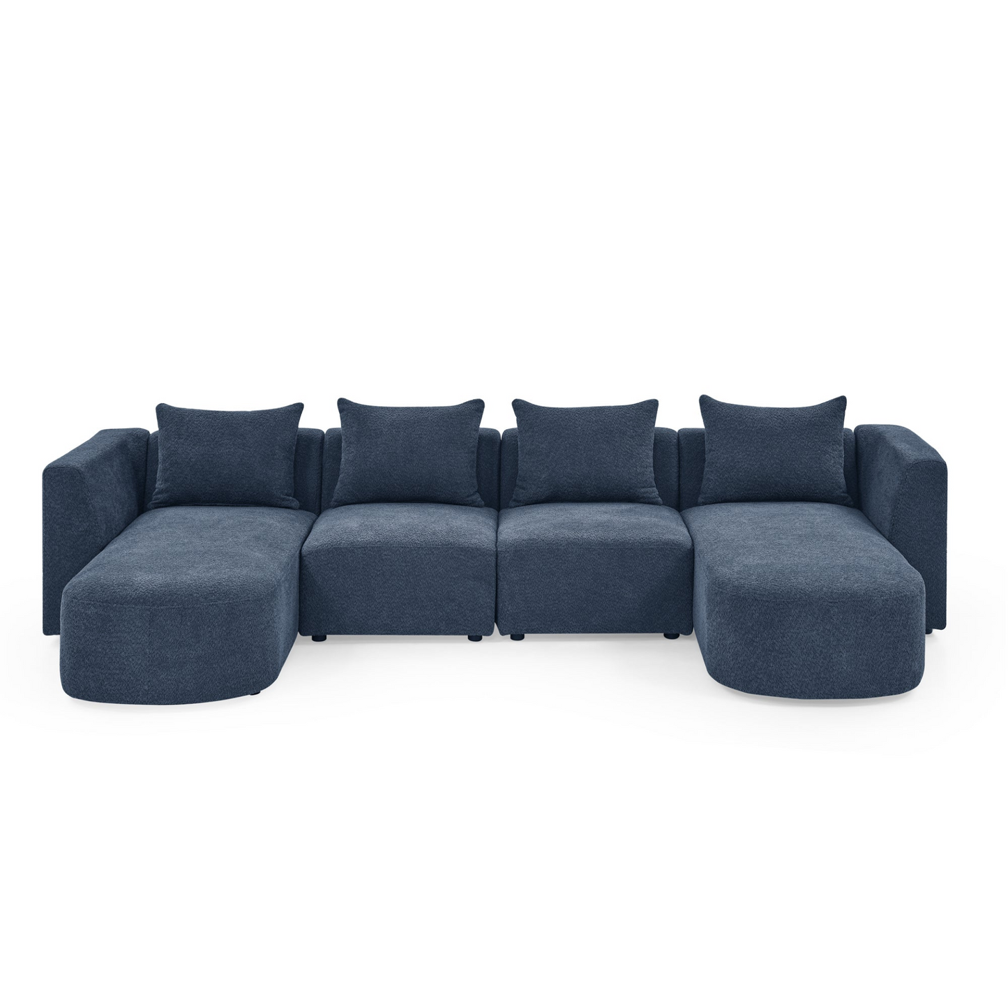 Sofa & Chair sets | U Shape Sectional Sofa including Two Single Seats and Two Chaises, Modular Sofa, DIY Combination, Loop Yarn Fabric, Navy | casafoyer.myshopify.com