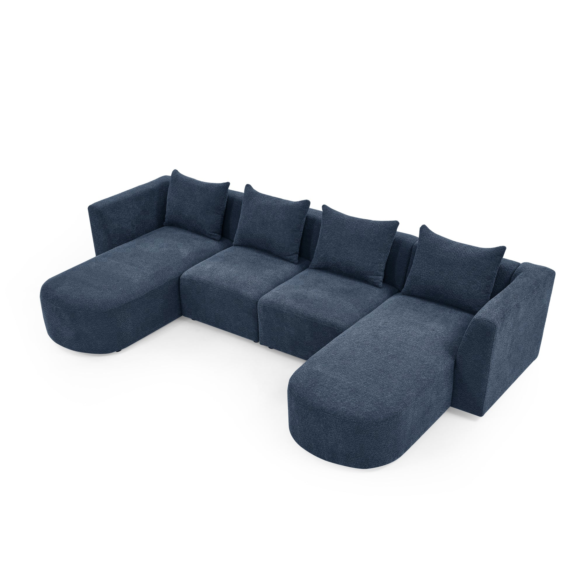 Sofa & Chair sets | U Shape Sectional Sofa including Two Single Seats and Two Chaises, Modular Sofa, DIY Combination, Loop Yarn Fabric, Navy | casafoyer.myshopify.com