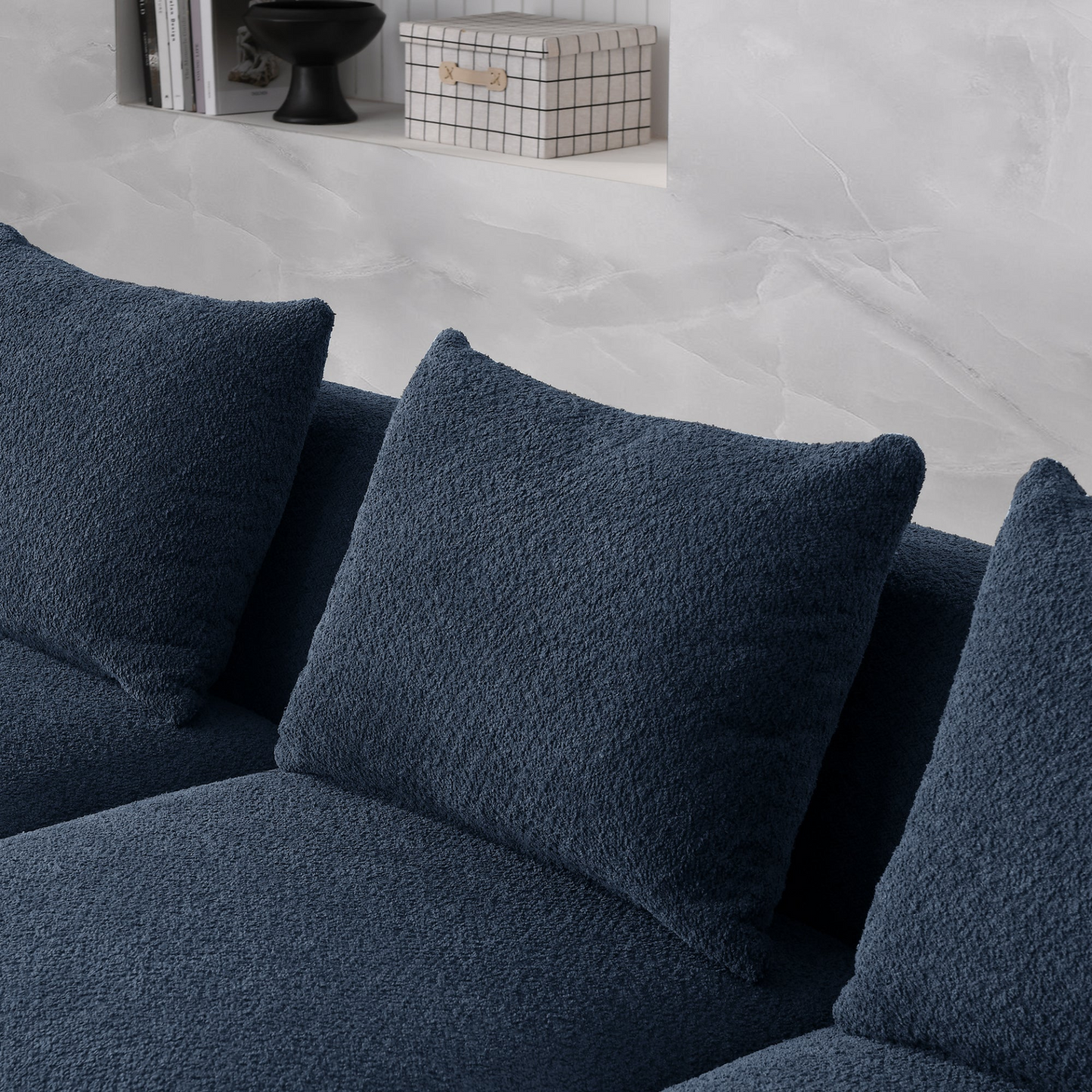 Sofa & Chair sets | U Shape Sectional Sofa including Two Single Seats and Two Chaises, Modular Sofa, DIY Combination, Loop Yarn Fabric, Navy | casafoyer.myshopify.com