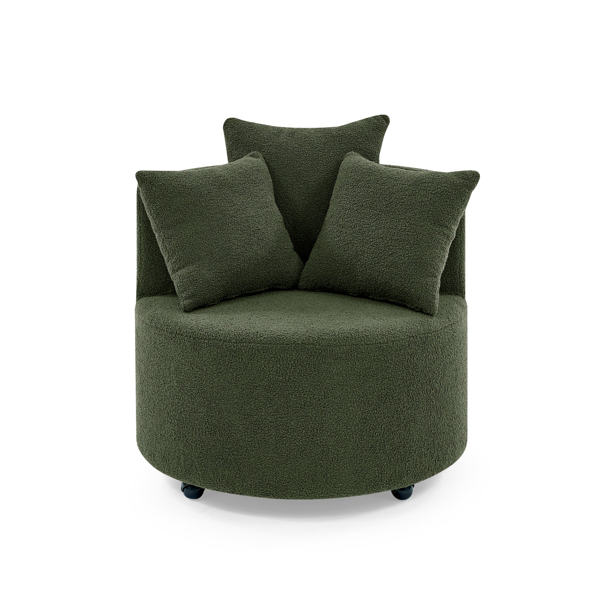 Sofa & Chair sets | Teddy Fabric Swivel Accent Backchair Upholstered Luxury Lounge Chair for Living Room Bedroom, with Movable Wheels, Including 3 Pillows,Green | casafoyer.myshopify.com