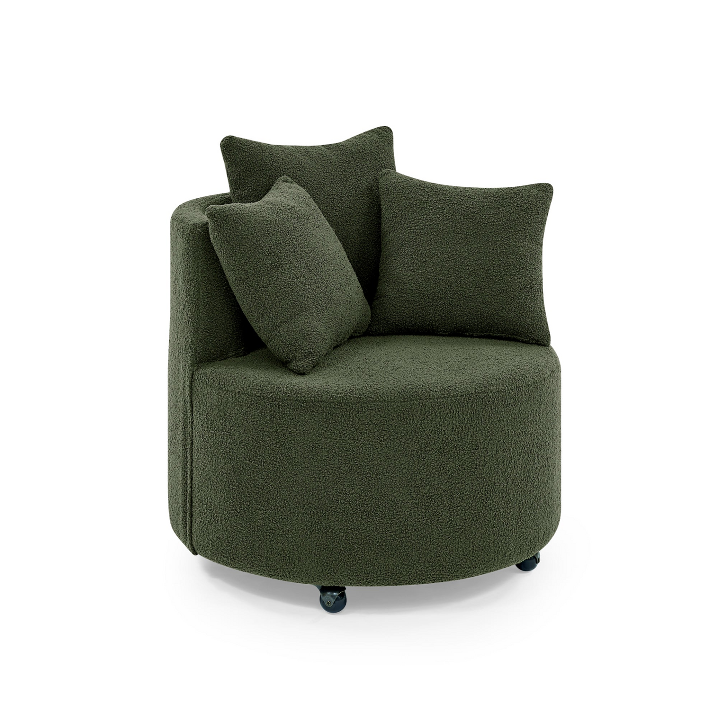 Sofa & Chair sets | Teddy Fabric Swivel Accent Backchair Upholstered Luxury Lounge Chair for Living Room Bedroom, with Movable Wheels, Including 3 Pillows,Green | casafoyer.myshopify.com