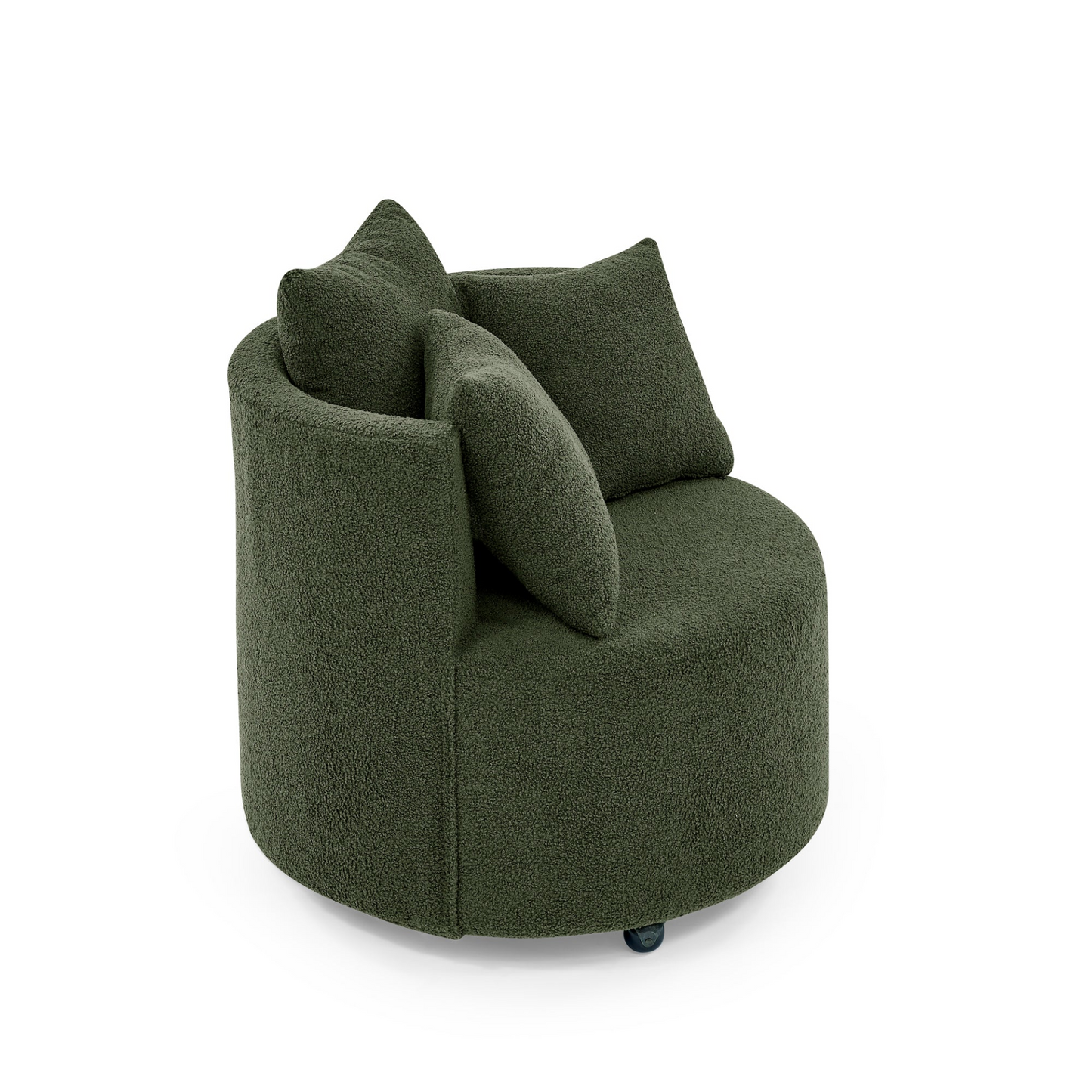 Sofa & Chair sets | Teddy Fabric Swivel Accent Backchair Upholstered Luxury Lounge Chair for Living Room Bedroom, with Movable Wheels, Including 3 Pillows,Green | casafoyer.myshopify.com