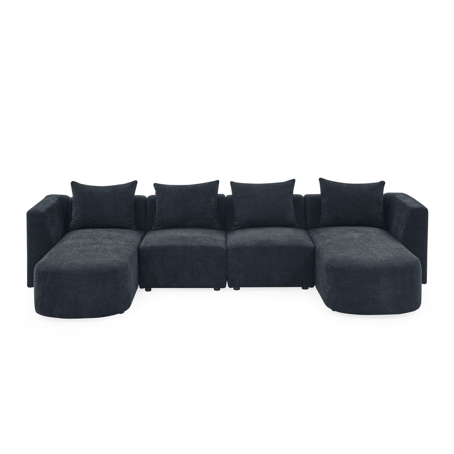 Sofa & Chair sets | U Shape Sectional Sofa including Two Single Seats and Two Chaises, Modular Sofa, DIY Combination, Loop Yarn Fabric, Black | casafoyer.myshopify.com