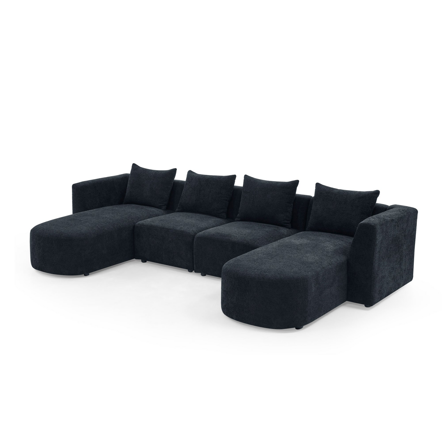 Sofa & Chair sets | U Shape Sectional Sofa including Two Single Seats and Two Chaises, Modular Sofa, DIY Combination, Loop Yarn Fabric, Black | casafoyer.myshopify.com