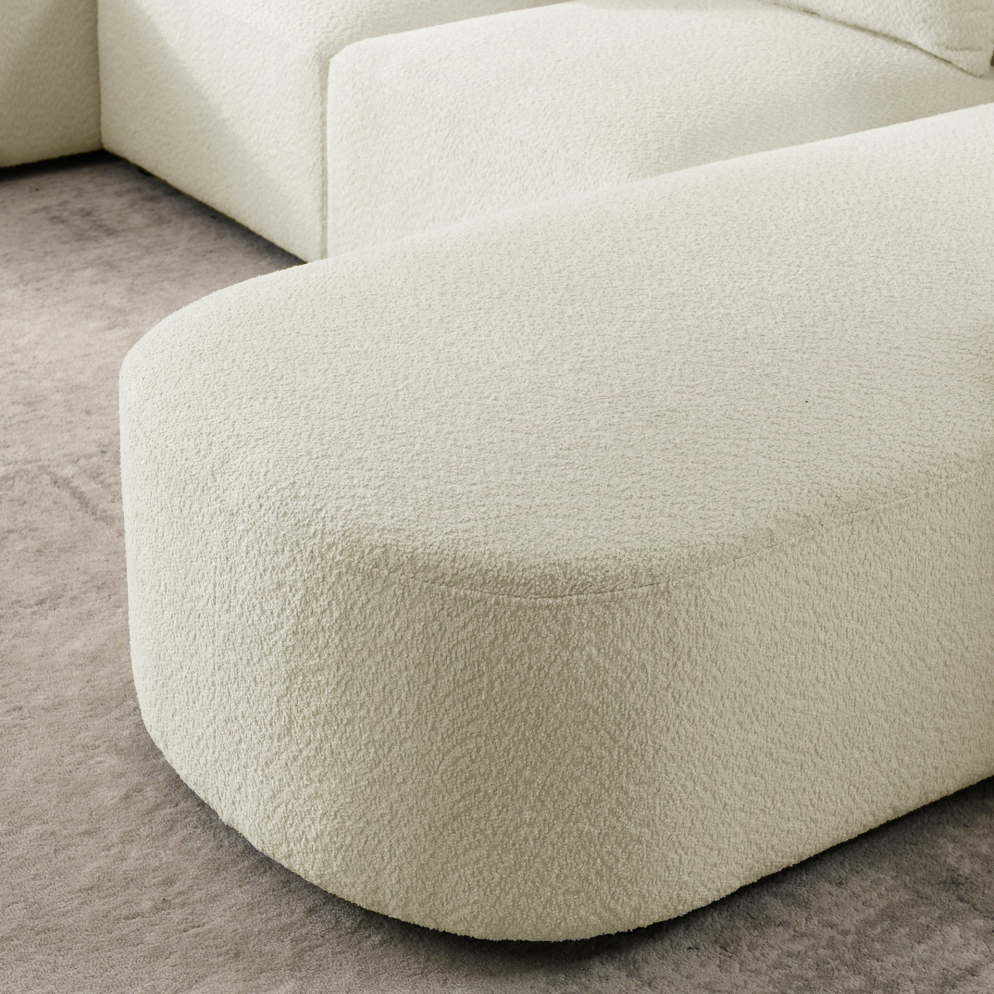 Sofa & Chair sets | L Shape Sectional Sofa with Left Side Chaise and Ottoman, Modular Sofa, DIY Combination, Loop Yarn Fabric, Beige | casafoyer.myshopify.com