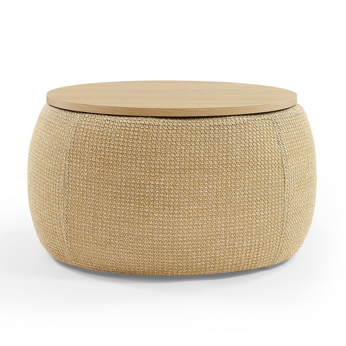 OTTOMAN | Round Storage Ottoman, 2 in 1 Function, Natural | Shop Now | casafoyer.myshopify.com