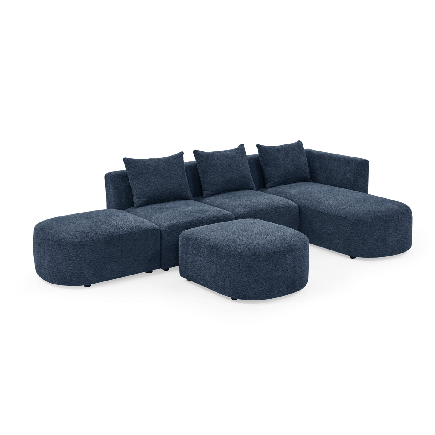 Sofa & Chair sets | L Shape Sectional Sofa with Right Side Chaise and Ottoman, Modular Sofa, DIY Combination, Loop Yarn Fabric, Navy | casafoyer.myshopify.com