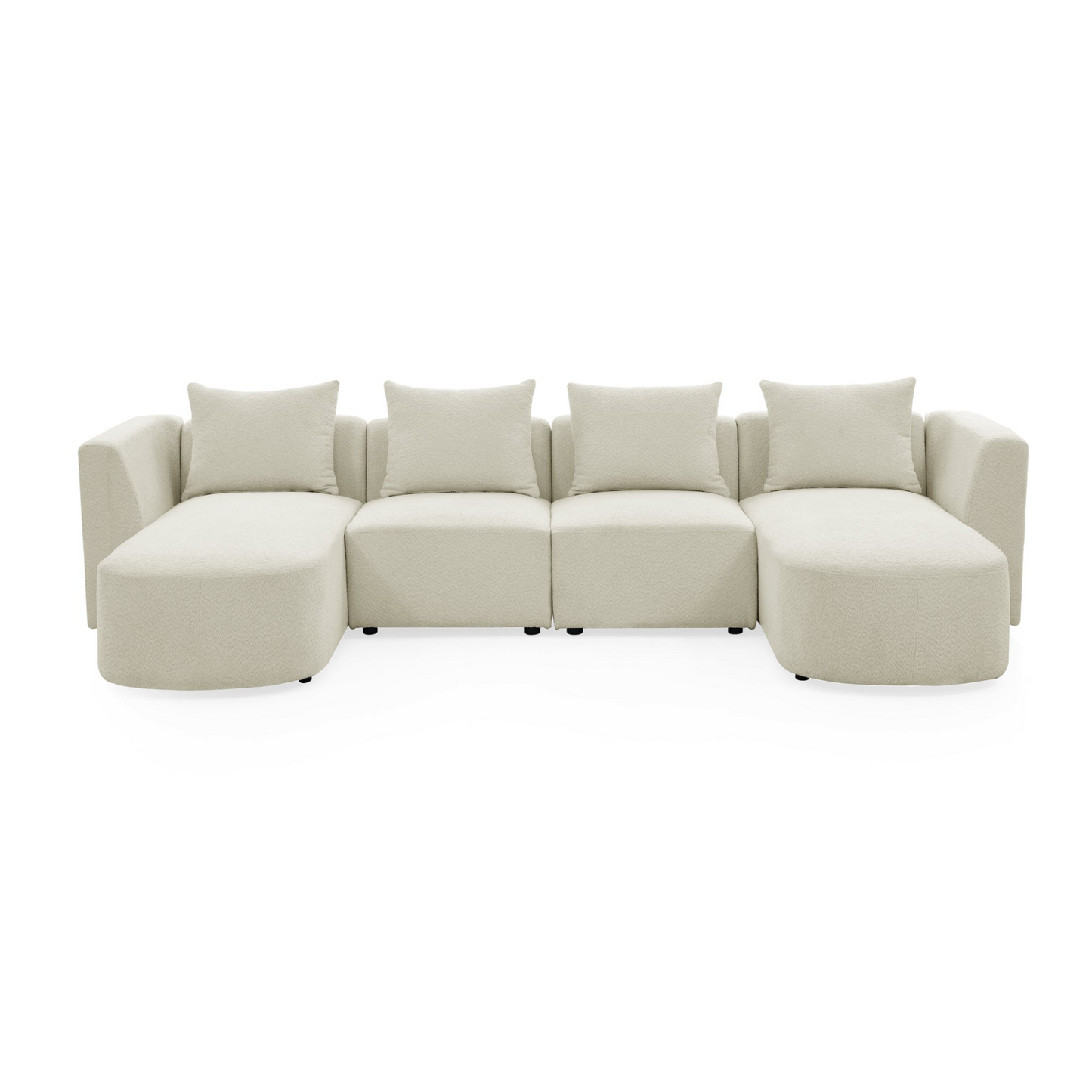 Sofa & Chair sets | U Shape Sectional Sofa including Two Single Seats and Two Chaises, Modular Sofa, DIY Combination, Loop Yarn Fabric, Beige | casafoyer.myshopify.com