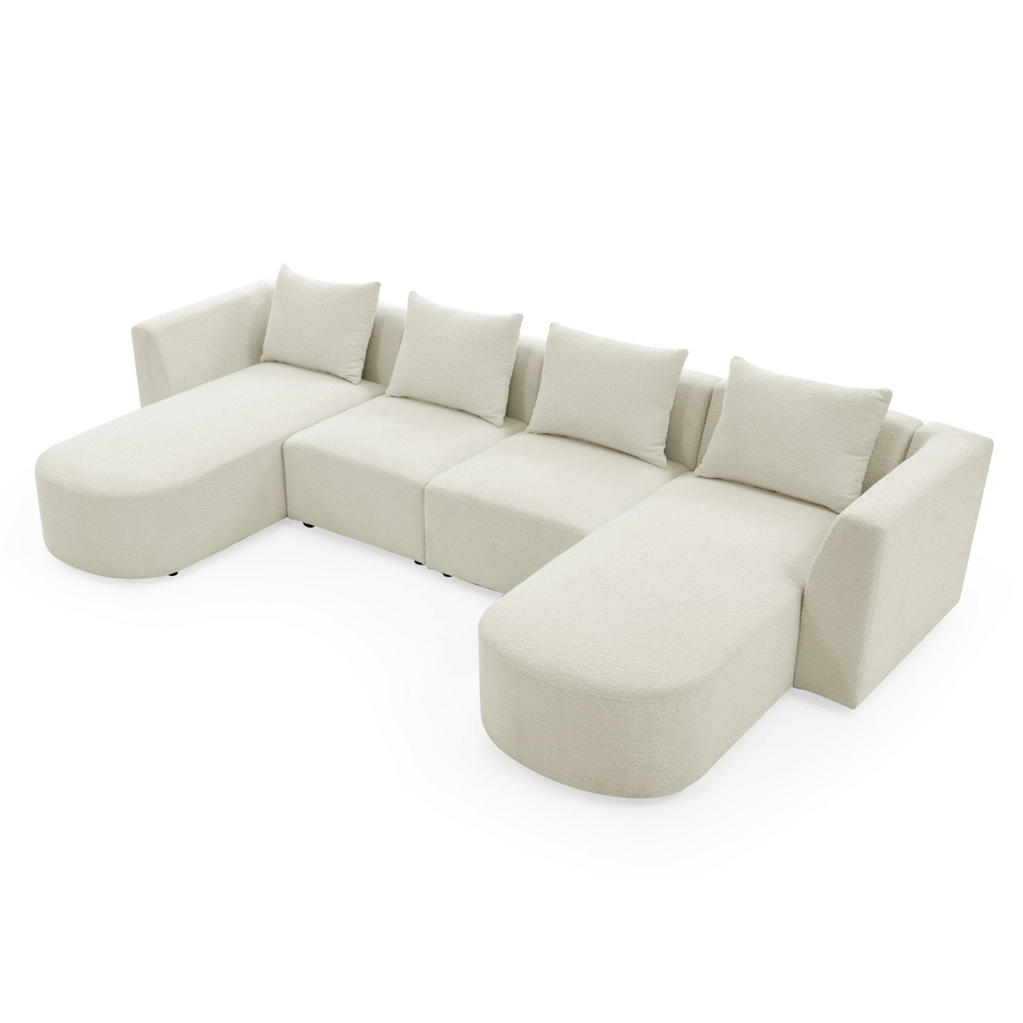 Sofa & Chair sets | U Shape Sectional Sofa including Two Single Seats and Two Chaises, Modular Sofa, DIY Combination, Loop Yarn Fabric, Beige | casafoyer.myshopify.com