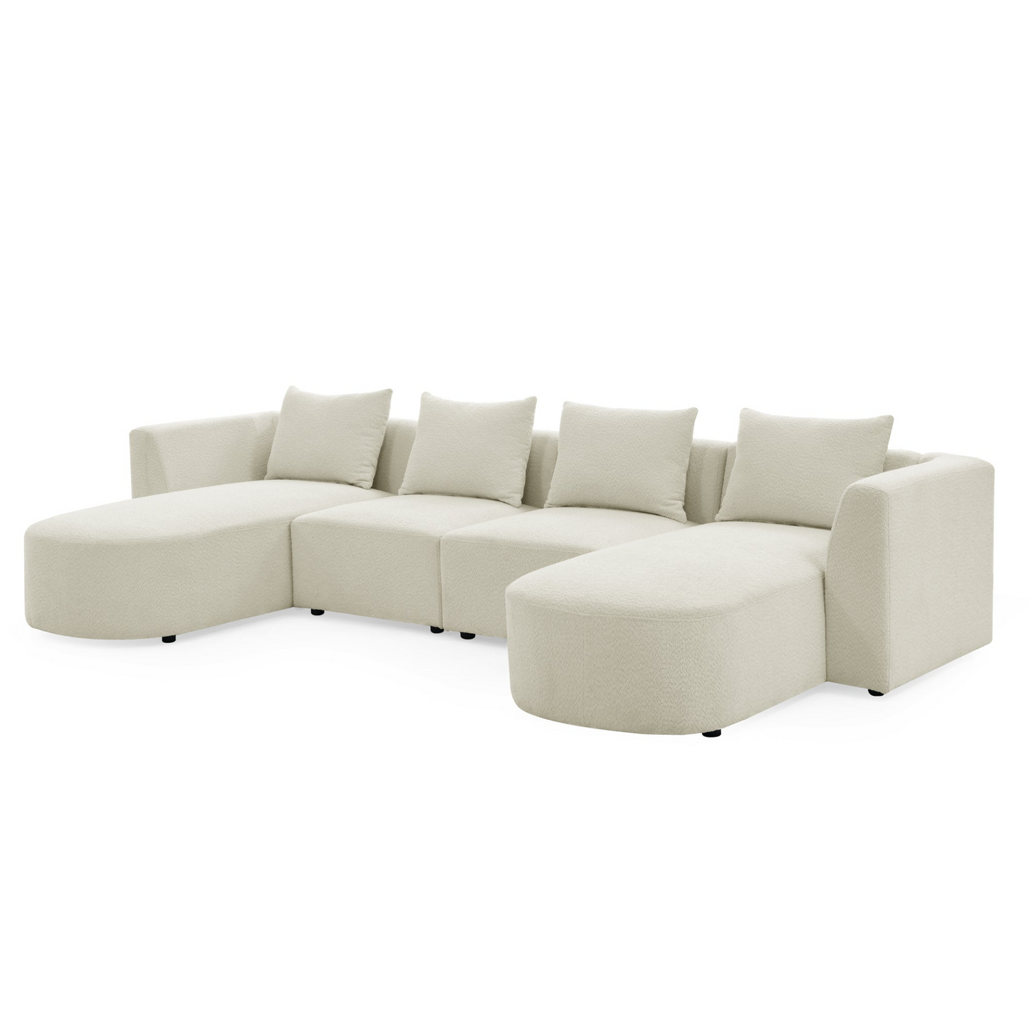 Sofa & Chair sets | U Shape Sectional Sofa including Two Single Seats and Two Chaises, Modular Sofa, DIY Combination, Loop Yarn Fabric, Beige | casafoyer.myshopify.com