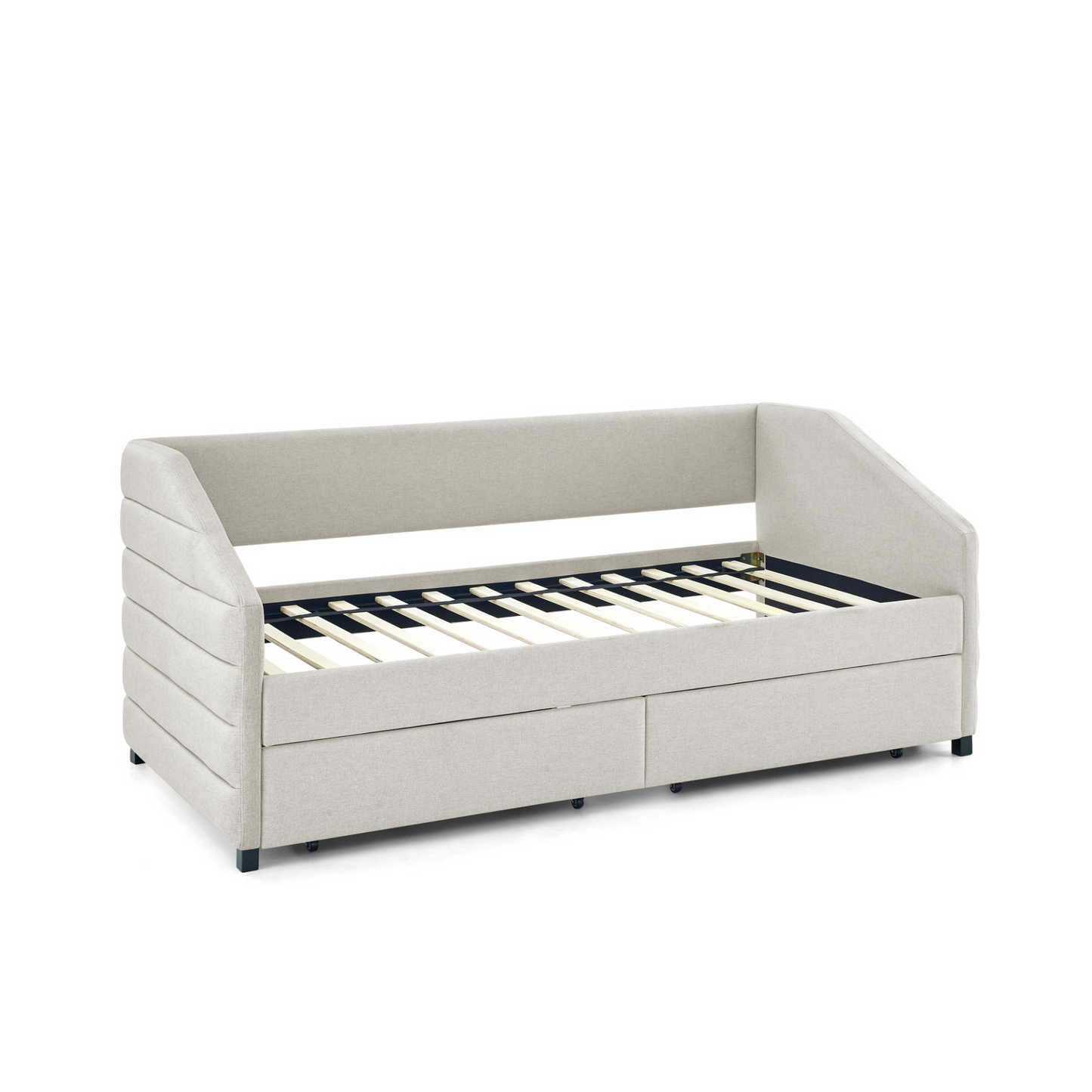 Patio Furntiure Sets | Twin Size Daybed with Two Drawers Trundle Upholstered Tufted Sofa Bed, Linen Fabric, Beige | casafoyer.myshopify.com