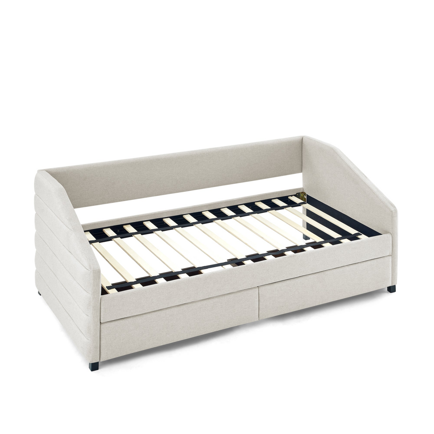 Patio Furntiure Sets | Twin Size Daybed with Two Drawers Trundle Upholstered Tufted Sofa Bed, Linen Fabric, Beige | casafoyer.myshopify.com