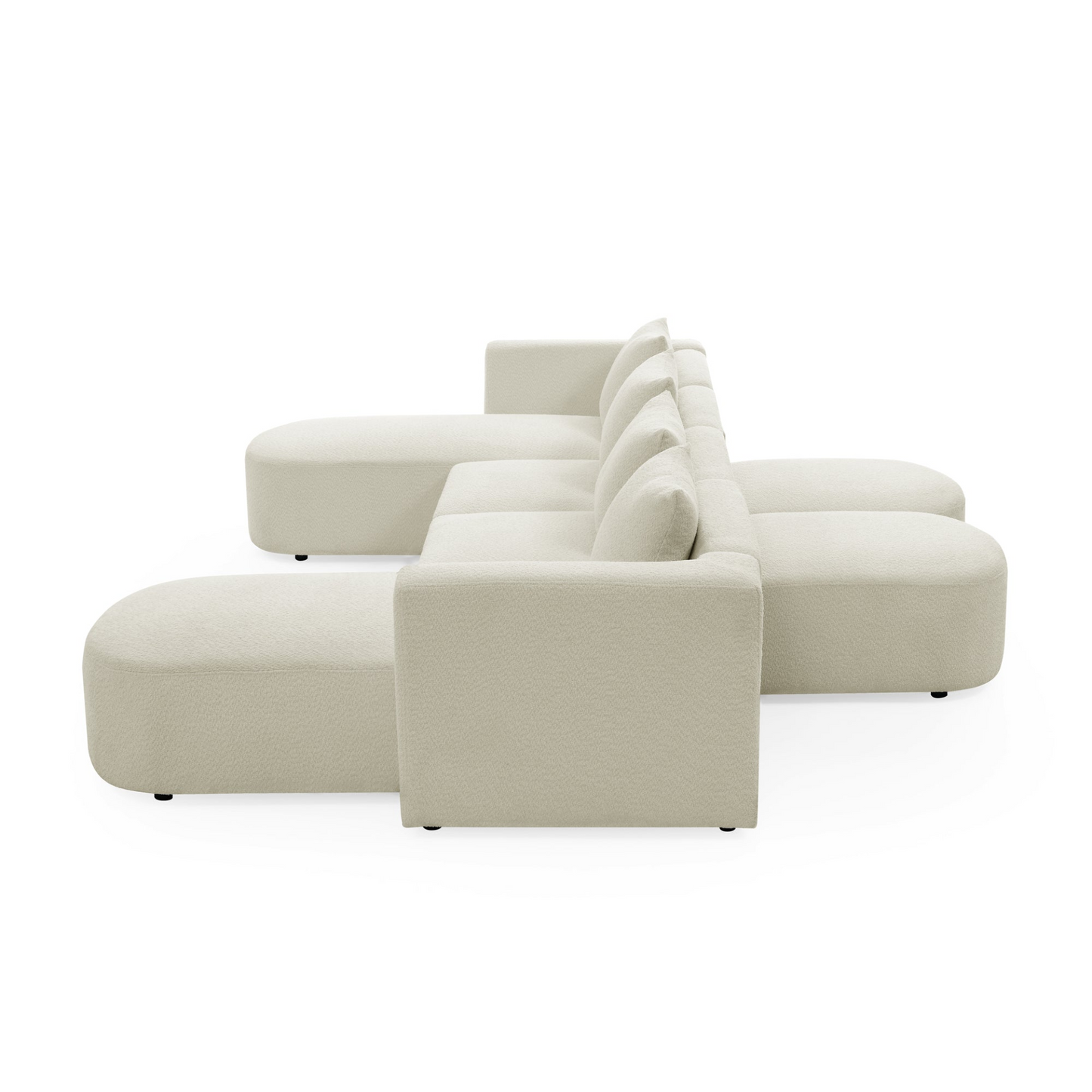 Sofa & Chair sets | U Shape Sectional Sofa including Two Single Seat, Two Chaises and Two Ottomans, Modular Sofa, DIY Combination, Loop Yarn Fabric, Beige | casafoyer.myshopify.com