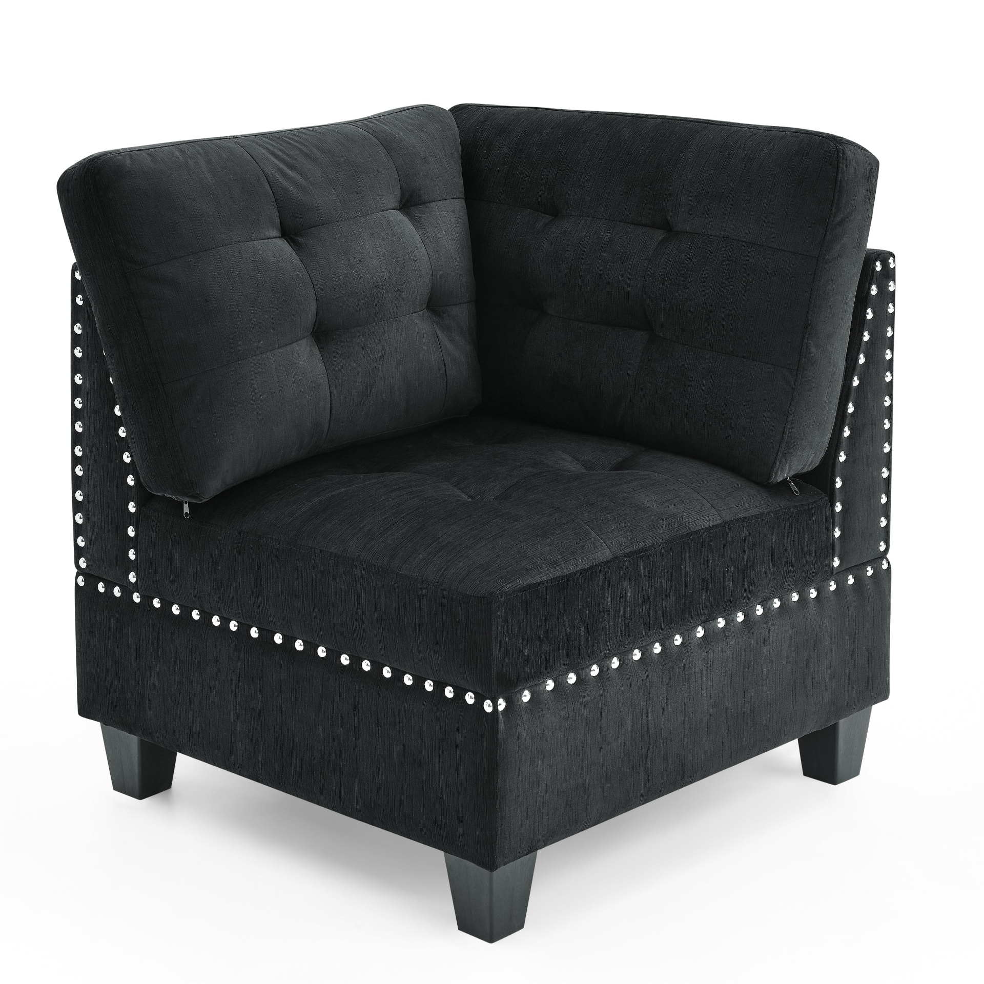 Sofa & Chair sets | L-Shape Modular Sectional Sofa - DIY Combination - Black Velvet | casafoyer.myshopify.com