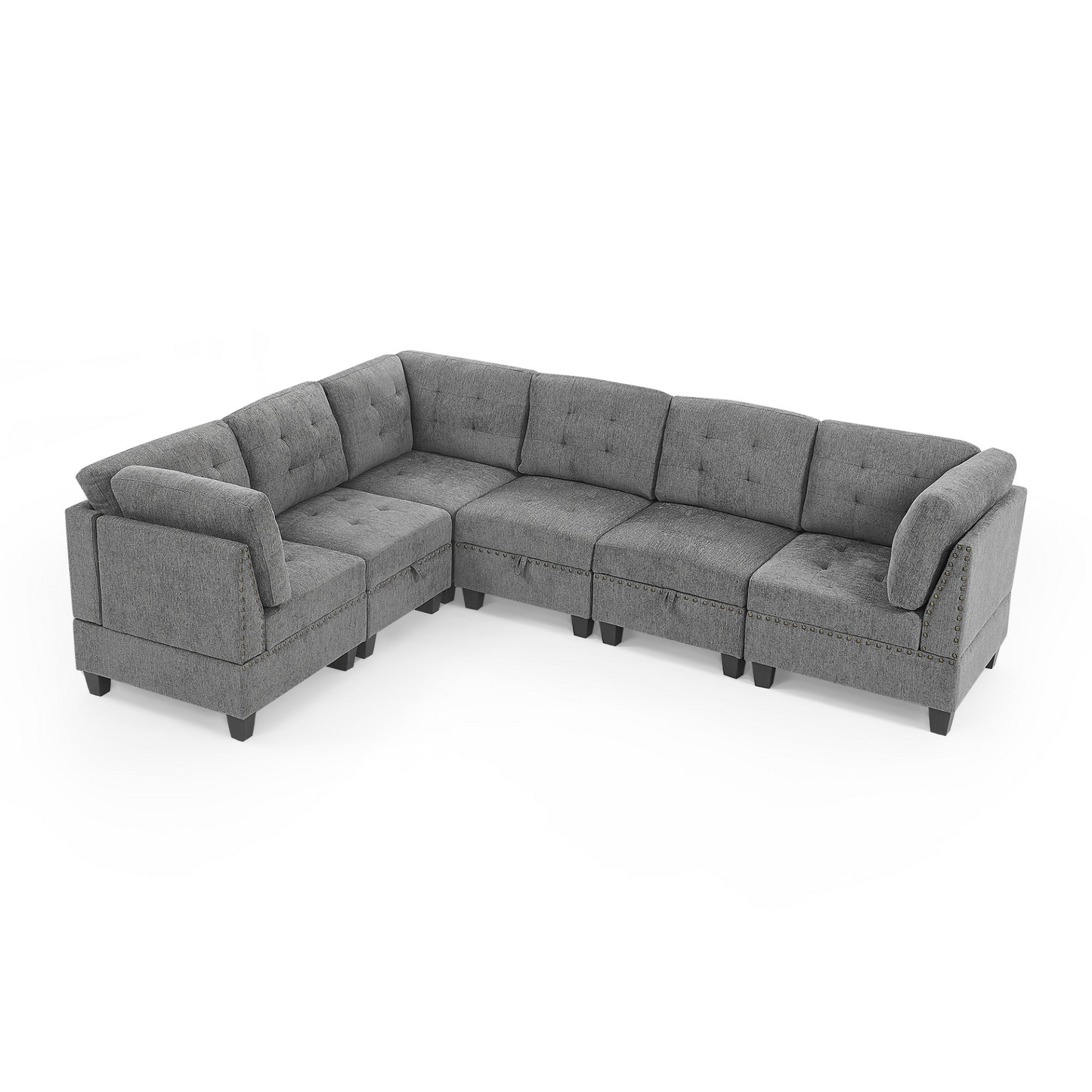 Sofa & Chair sets | L Shape Modular Sectional Sofa - Grey Chenille | DIY Combination | casafoyer.myshopify.com