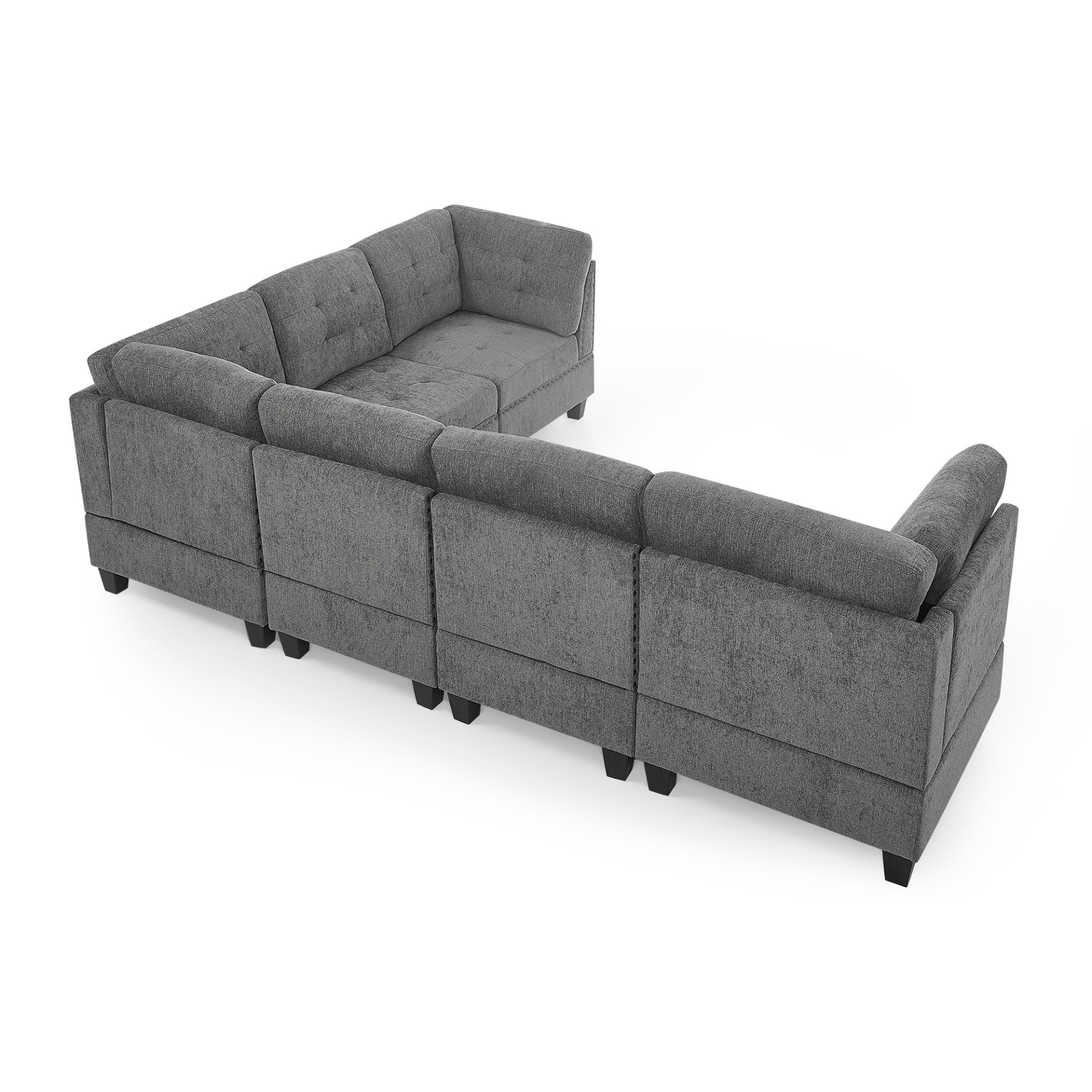 Sofa & Chair sets | L Shape Modular Sectional Sofa - Grey Chenille | DIY Combination | casafoyer.myshopify.com