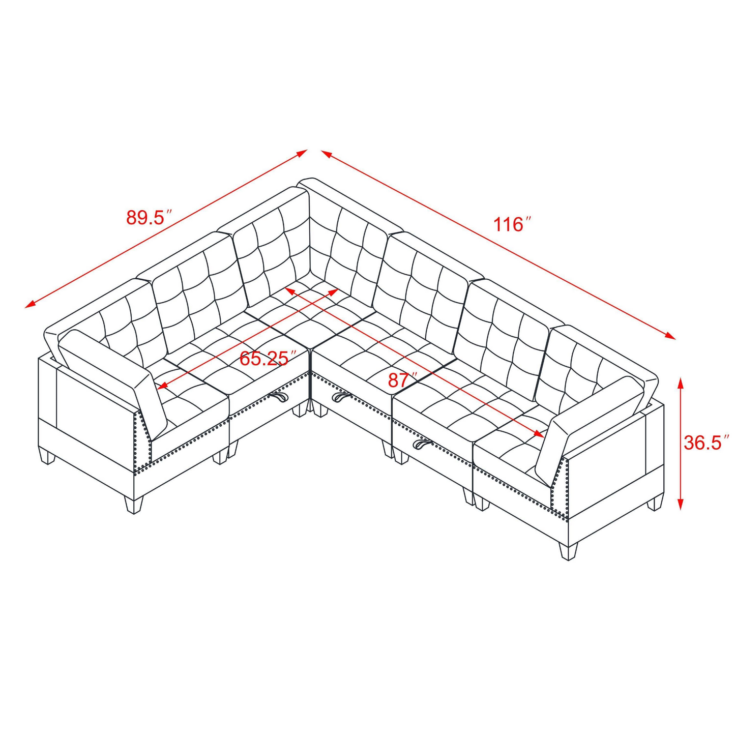 Sofa & Chair sets | L Shape Modular Sectional Sofa - Grey Chenille | DIY Combination | casafoyer.myshopify.com