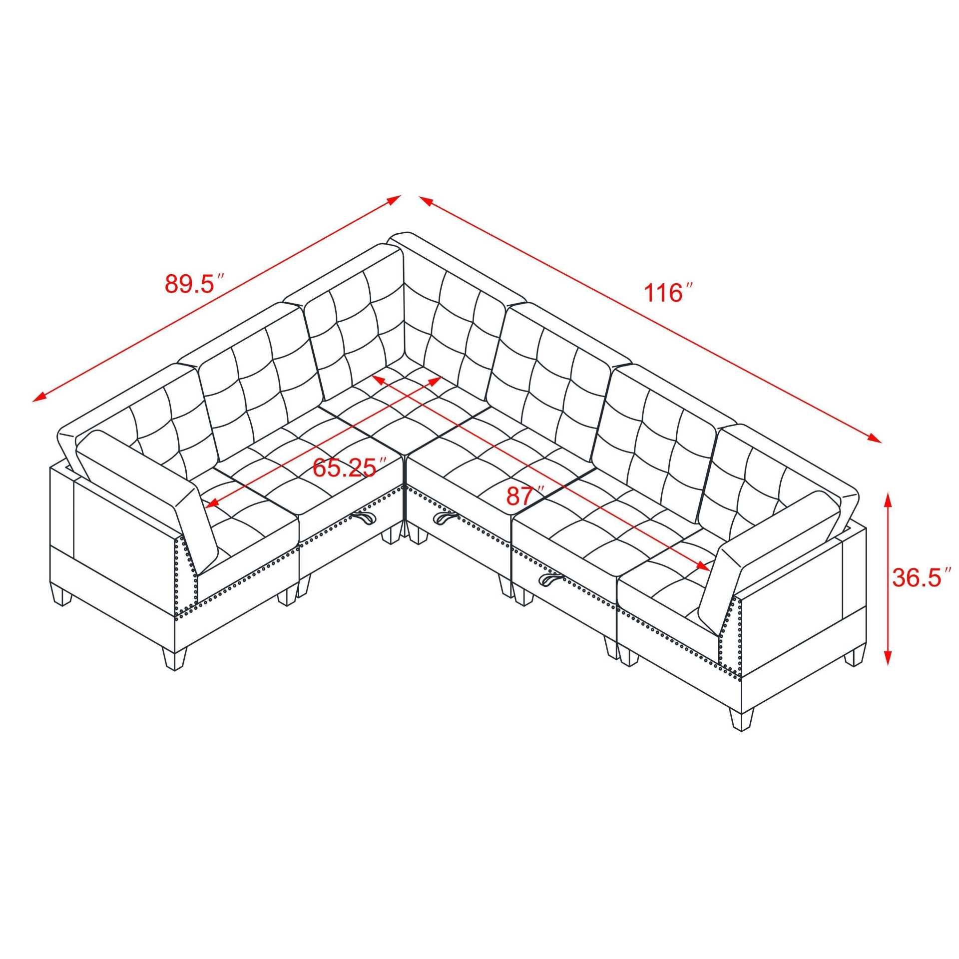 Sofa & Chair sets | L Shape Modular Sectional Sofa - Grey Chenille | DIY Combination | casafoyer.myshopify.com