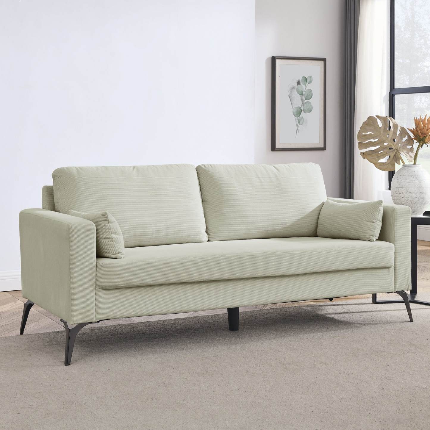 Sofa & Chair sets | 3 Piece Living Room Sofa Set, including 3-Seater Sofa, Loveseat and Sofa Chair, with Two Small Pillows, Corduroy Beige | casafoyer.myshopify.com