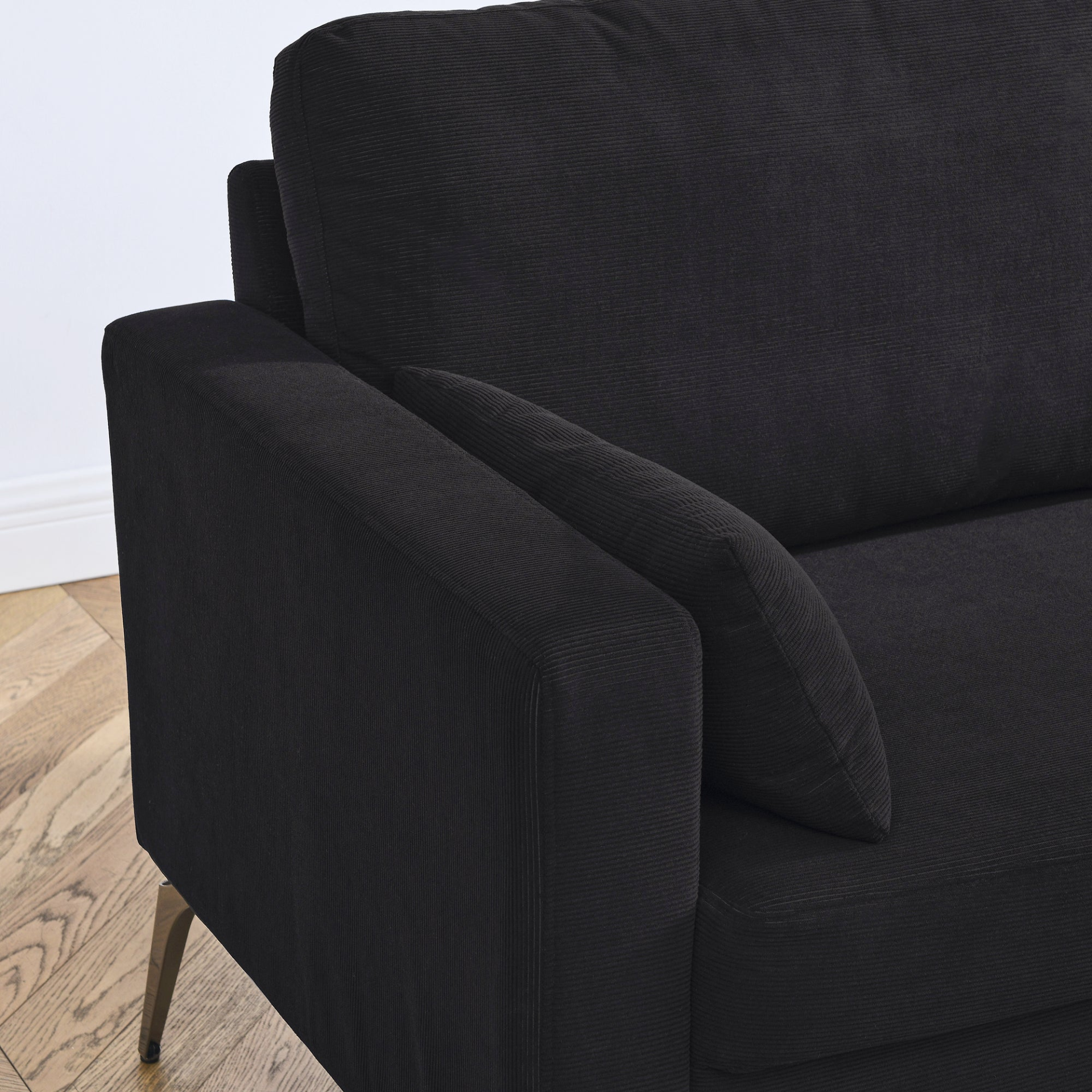 Sofa & Chair sets | 3 Piece Living Room Sofa Set, including 3-Seater Sofa, Loveseat and Sofa Chair, with Two Small Pillows, Corduroy Black | casafoyer.myshopify.com