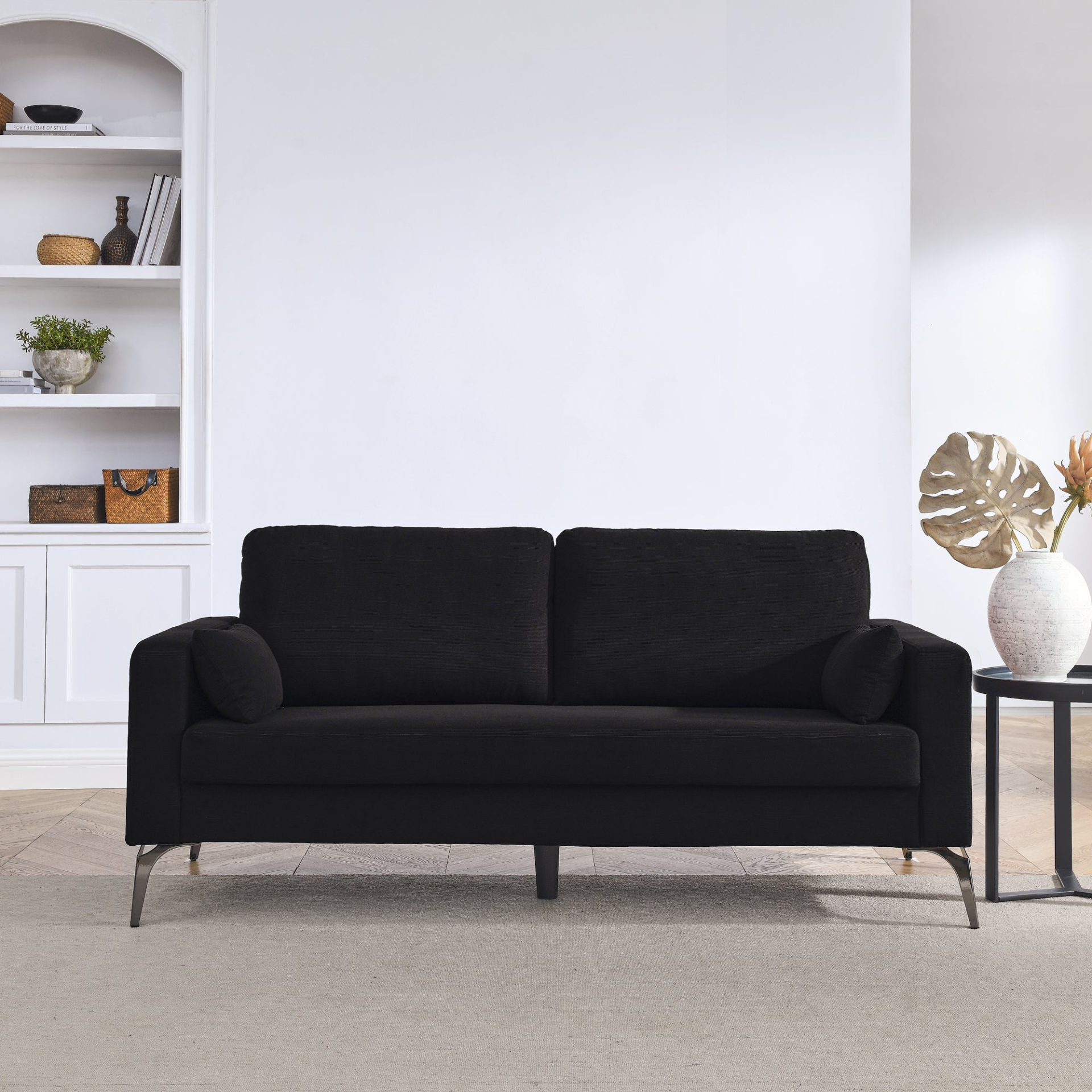 Sofa & Chair sets | 3 Piece Living Room Sofa Set, including 3-Seater Sofa, Loveseat and Sofa Chair, with Two Small Pillows, Corduroy Black | casafoyer.myshopify.com